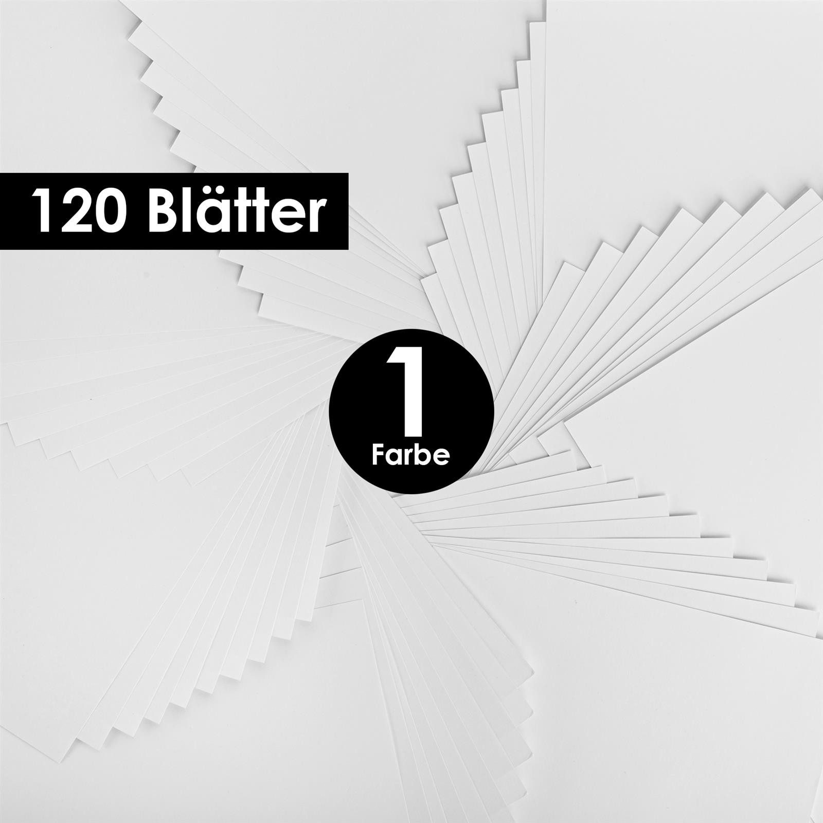 OfficeTree Bastelkartonpapier 120 Blatt Bastelpapier weiß - Tonpapier A4 130g/m², zum Basteln