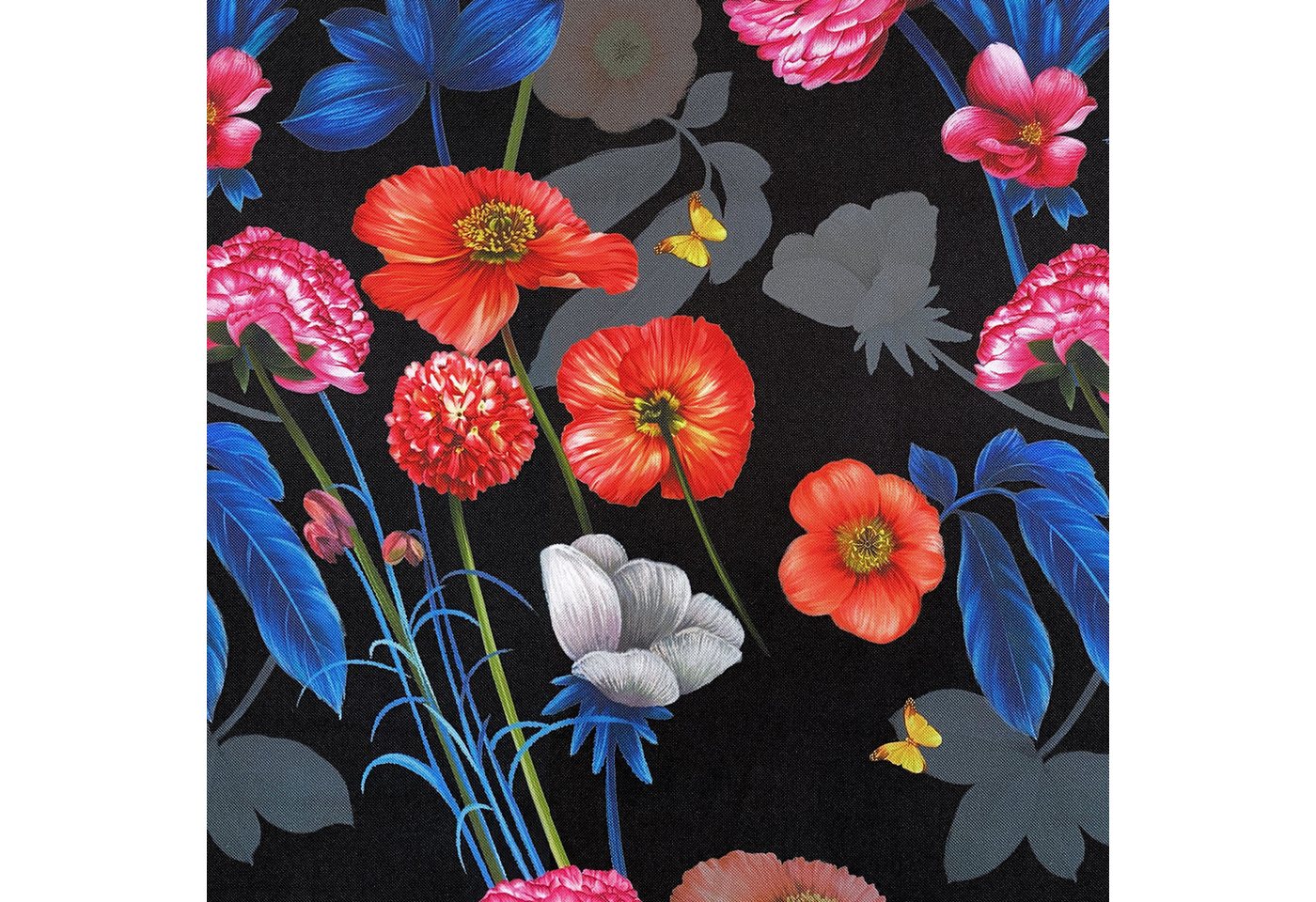 Thumbnail - novely® Stoff OXFORD 210D D218 Flowers by Night Printstoff Outdoor, Wasserabweisend, Outdoor, Meterware, 1lfm