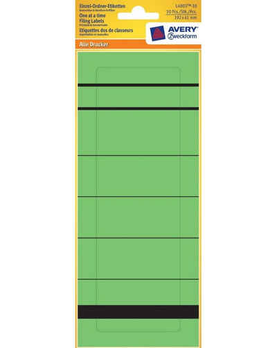 Avery Zweckform Etiketten Einzel Ordner-Etiketten Breit Kurz 192x61mm Farbig, A4 Ordnerrücken Rückenschilder Ordner-Aufkleber