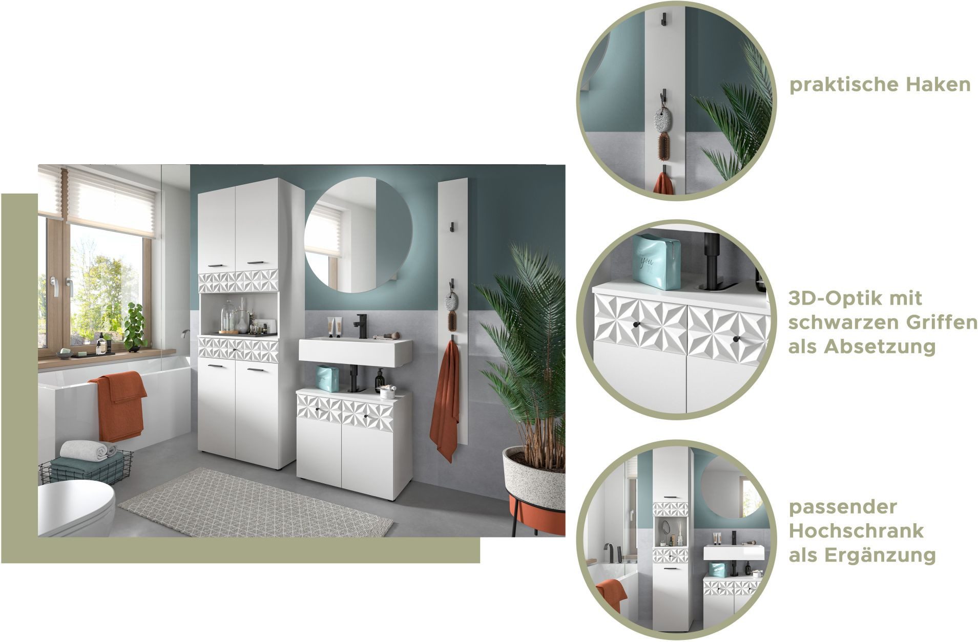 xonox.home Waschbeckenunterschrank Weiß Melamin 35x187x34 cm