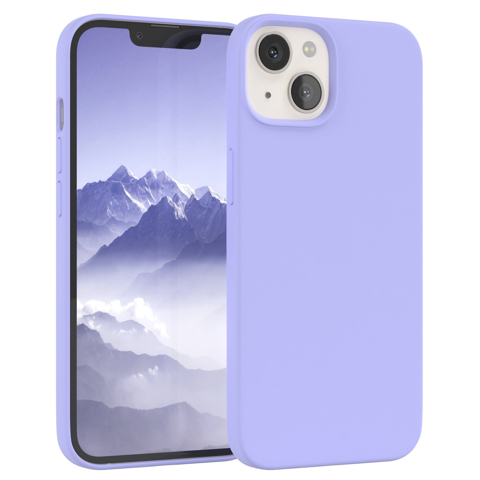 EAZY CASE Handyhülle Premium Silikon Case für Apple iPhone 13 6,1 Zoll, Handytasche aus Silikon Slimcover stoßfest Violett / Lila Lavendel