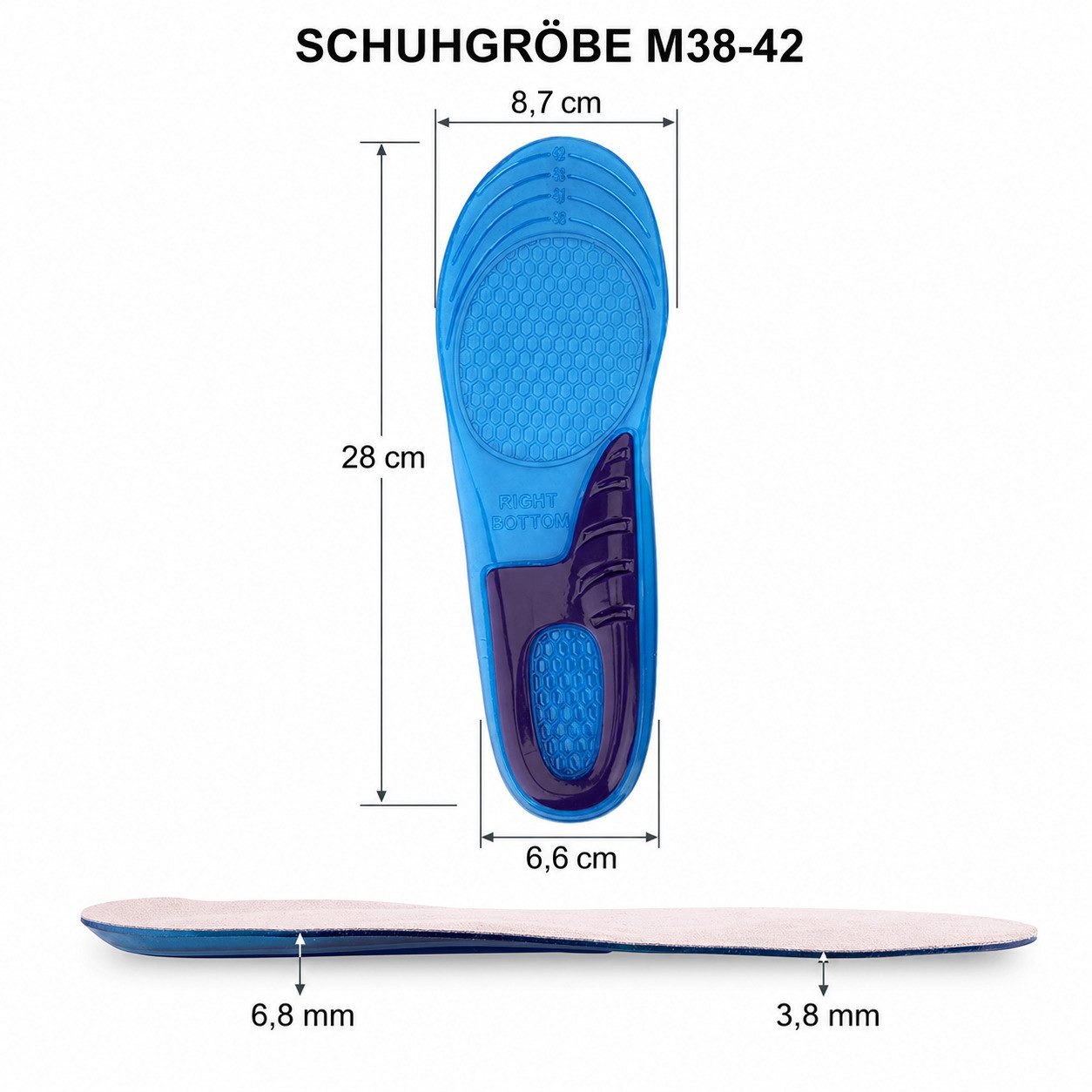 COOL-i ® Einlegesohlen Gel-Einlegesohlen – Orthopädisch, stoßdämpfend, weich & bequem, für Ferse, Fersensporn & müde Füße – Unisex & waschbar