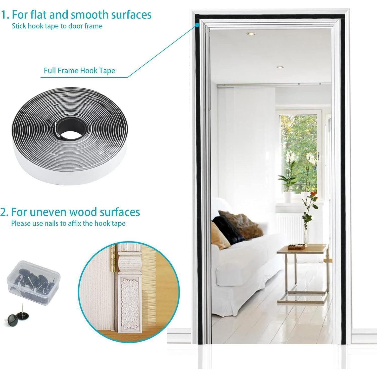 LuxusKollektion Moskitonetz Fliegengitter Tür 90x240cm Magnetvorhang 90x240 cm Schwarz