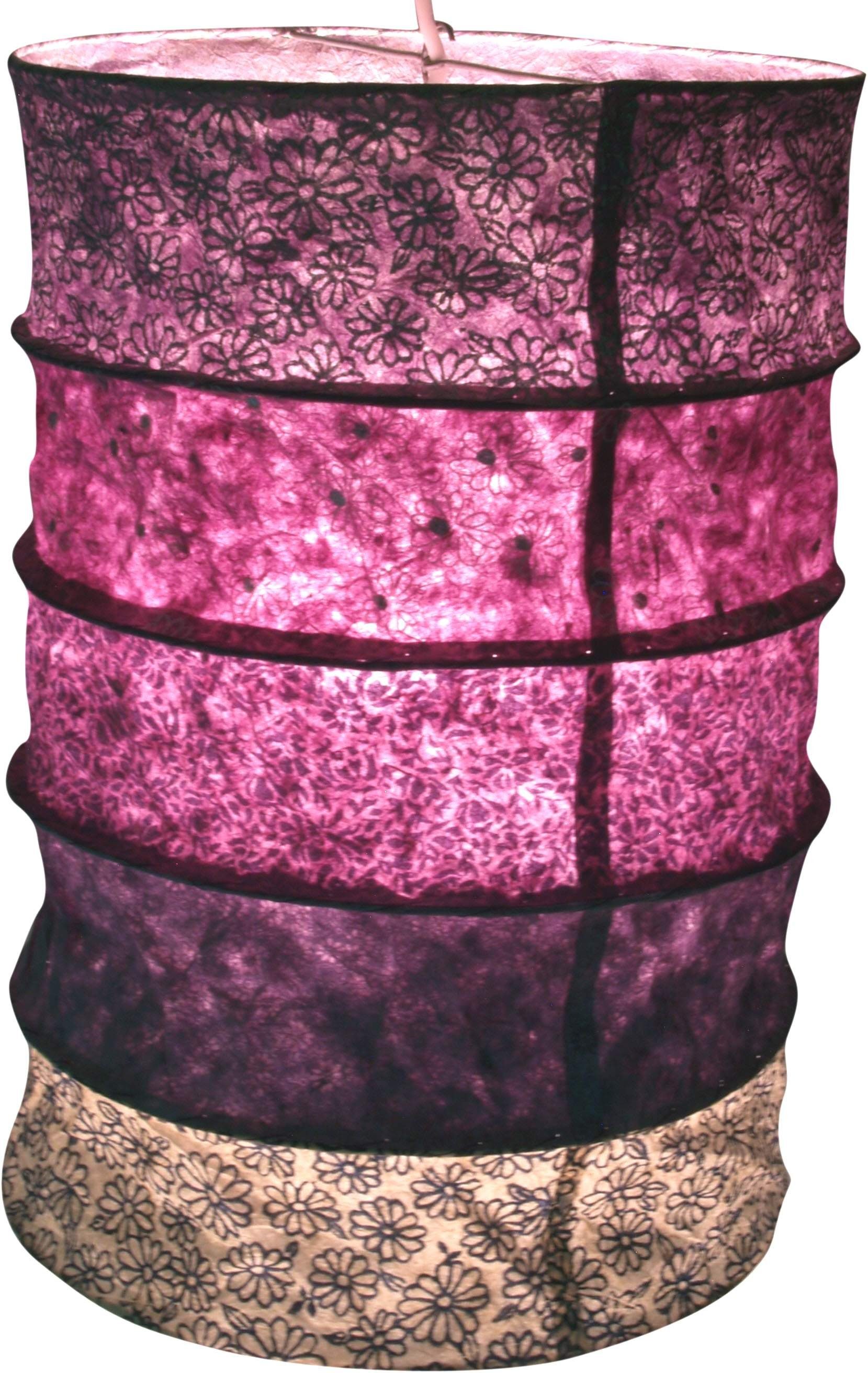 Guru-Shop Deckenleuchten Runde Boho Hängelampe, violett nicht Lokta.., Leuchtmittel inklusive Papier