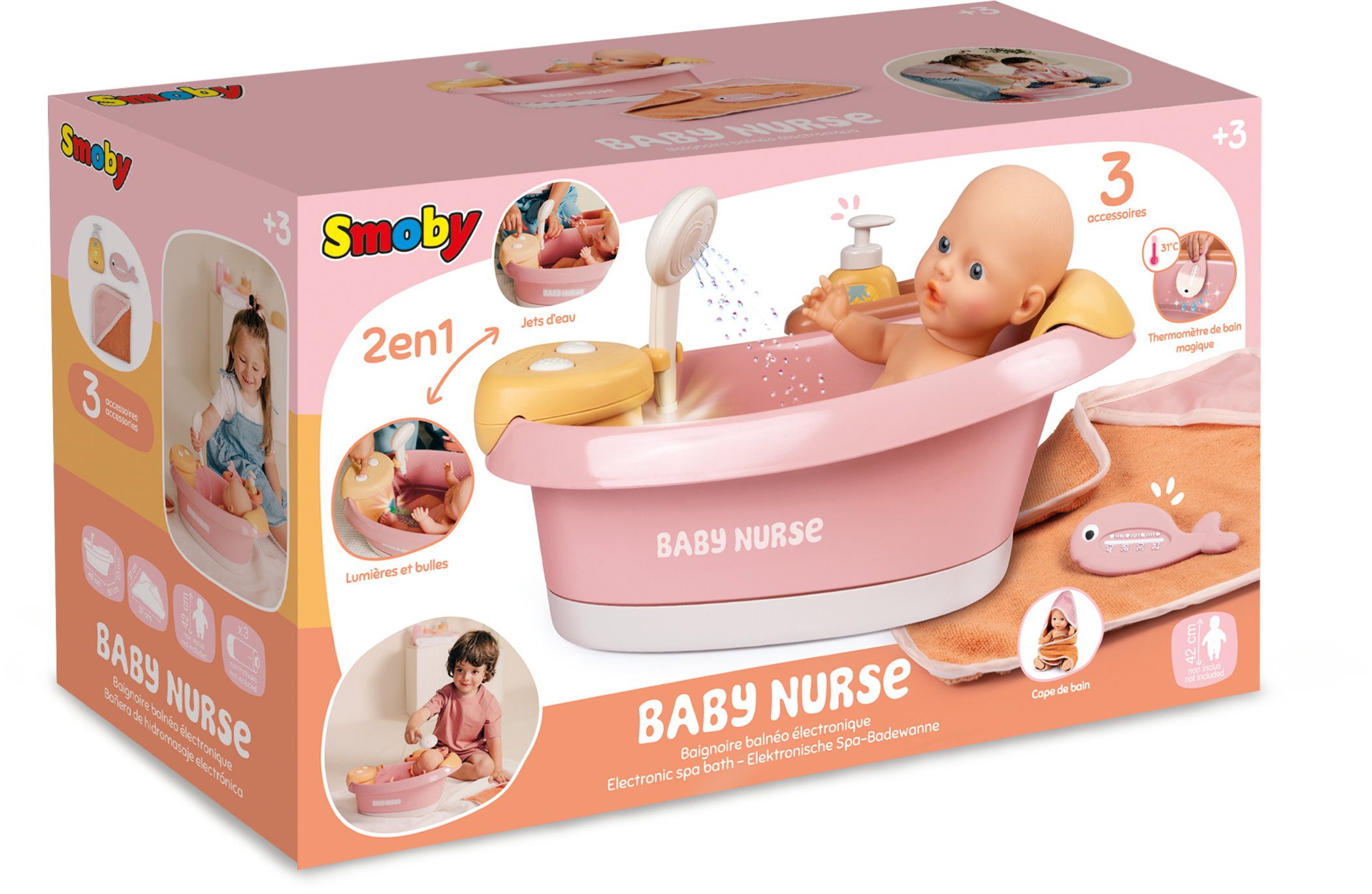 Smoby Puppen Badewanne Puppe Zubehör Baby Nurse Badewanne für Puppen bis 42 cm 7600220386