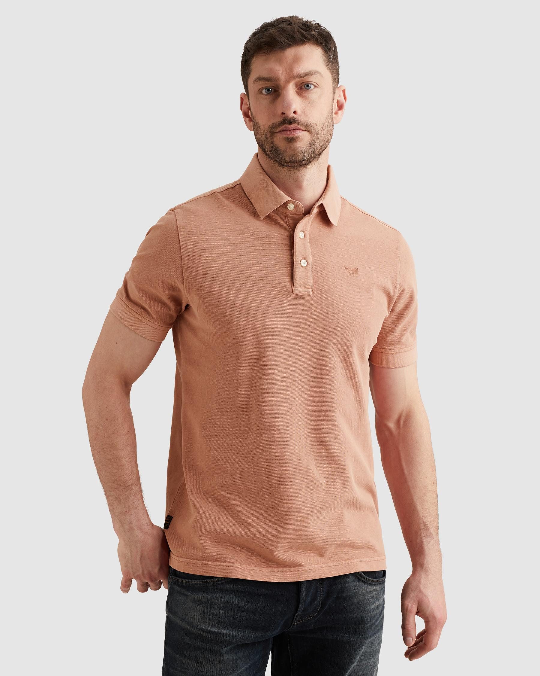 PME LEGEND Short sleeve polo pique garment dyed mit Logo Stickerei