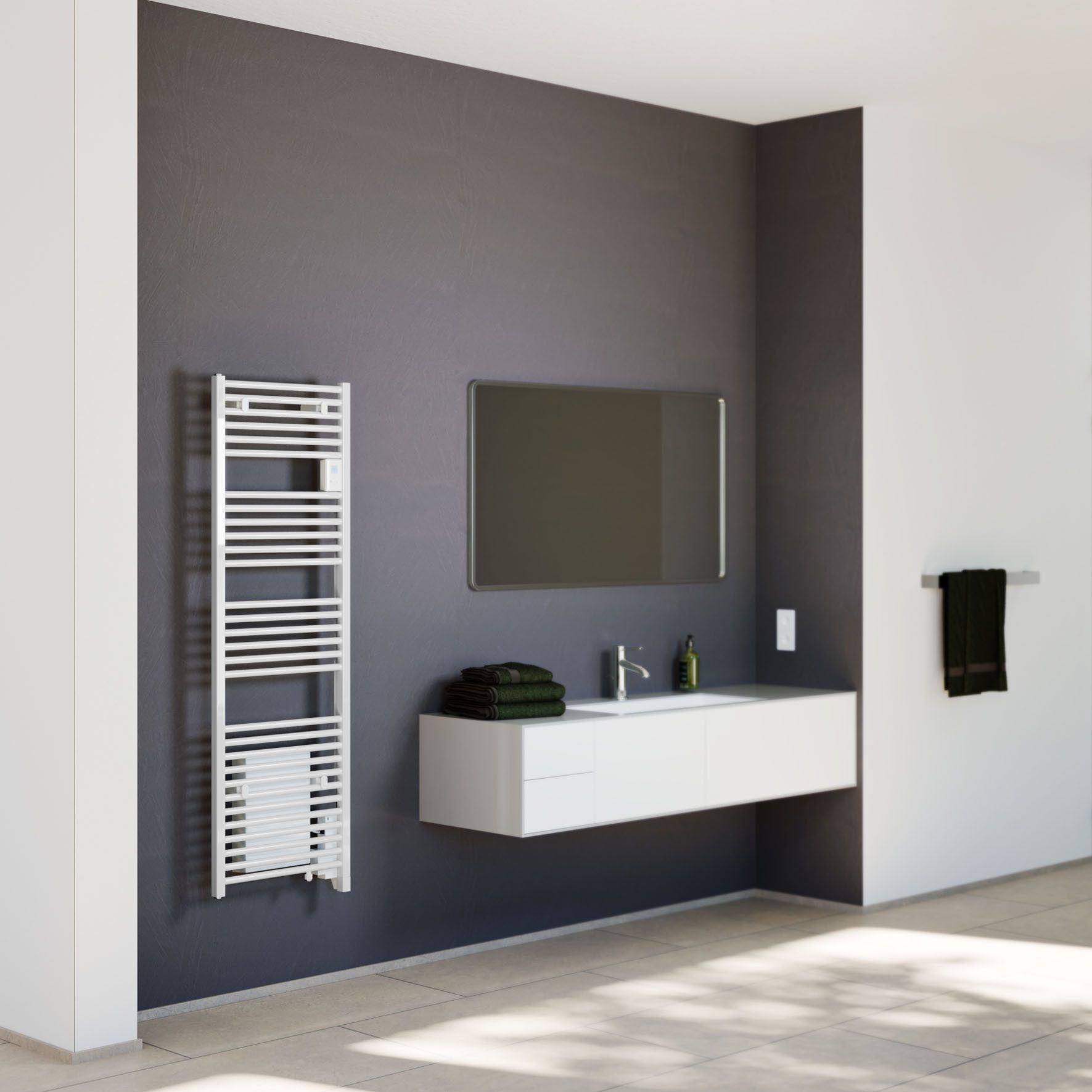 STIEBEL ELTRON Badheizkörper BHE 75 Plus, 750 W Heizleistung, weiß, Handtuchheizkörper / Badheizkörper mit LC-Display