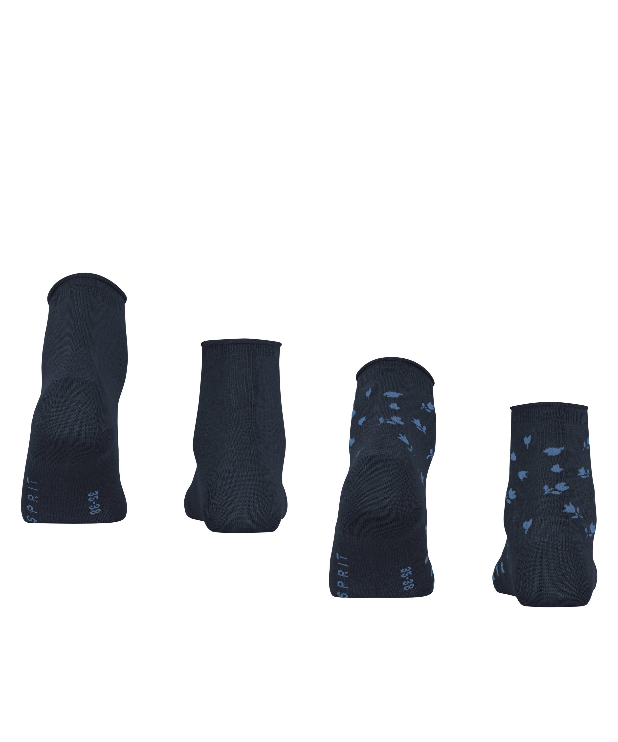 Esprit Kurzsocken Mini Flower 2-Pack Kurzsocken aus Biobaumwolle (2-Paar) aus Biobaumwolle