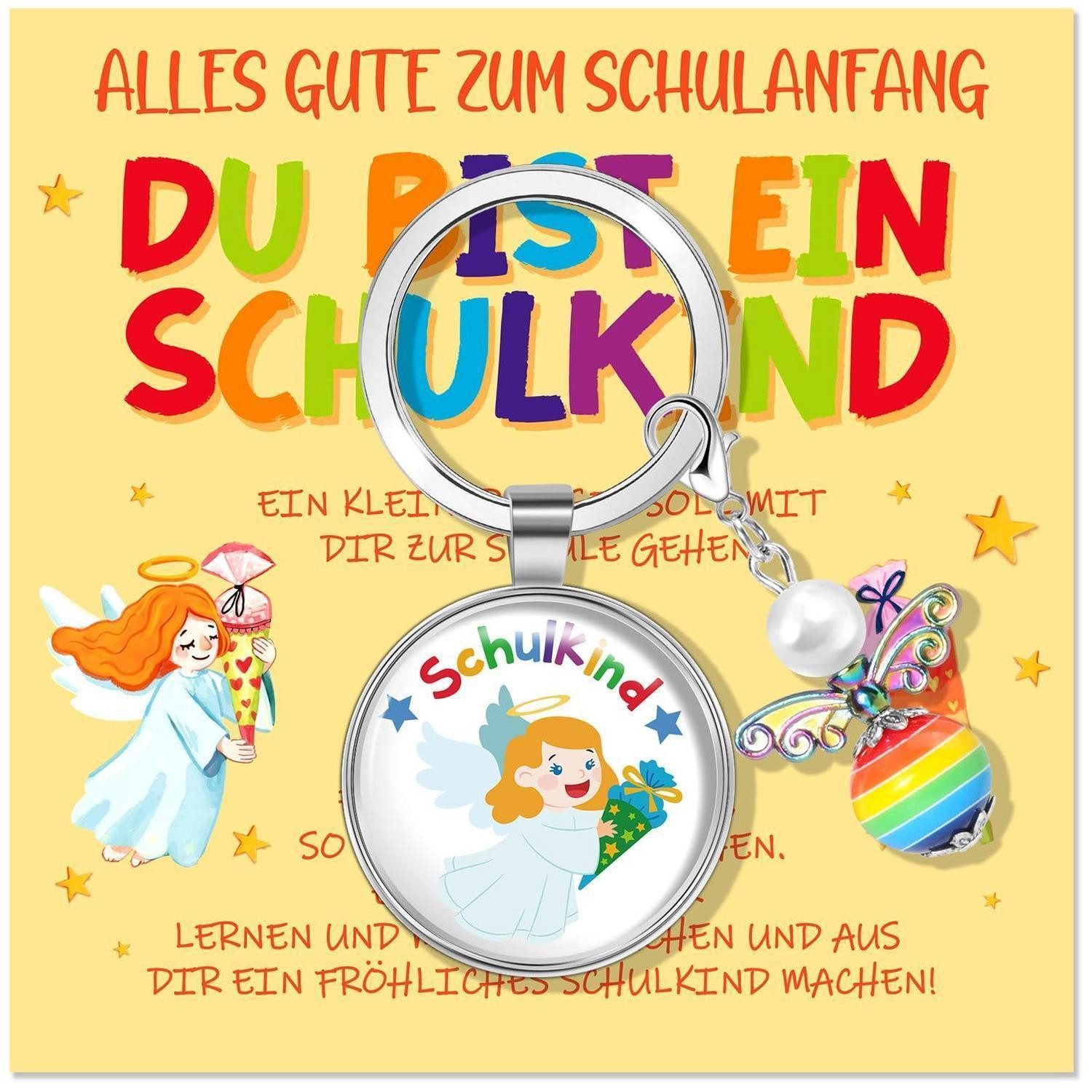 LuxusKollektion Kette mit Anhänger Schultüte Füllung Schutzengel Schlüsselanhänger Mädchen
