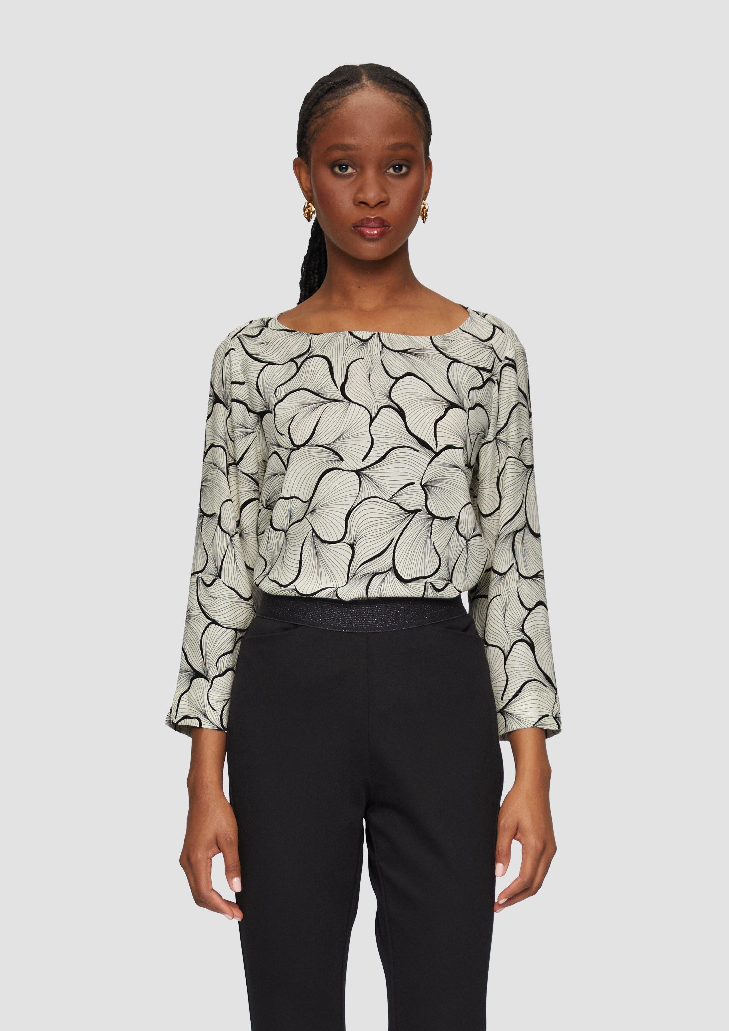 Langarmbluse Viskose-Bluse mit 3/4 Arm