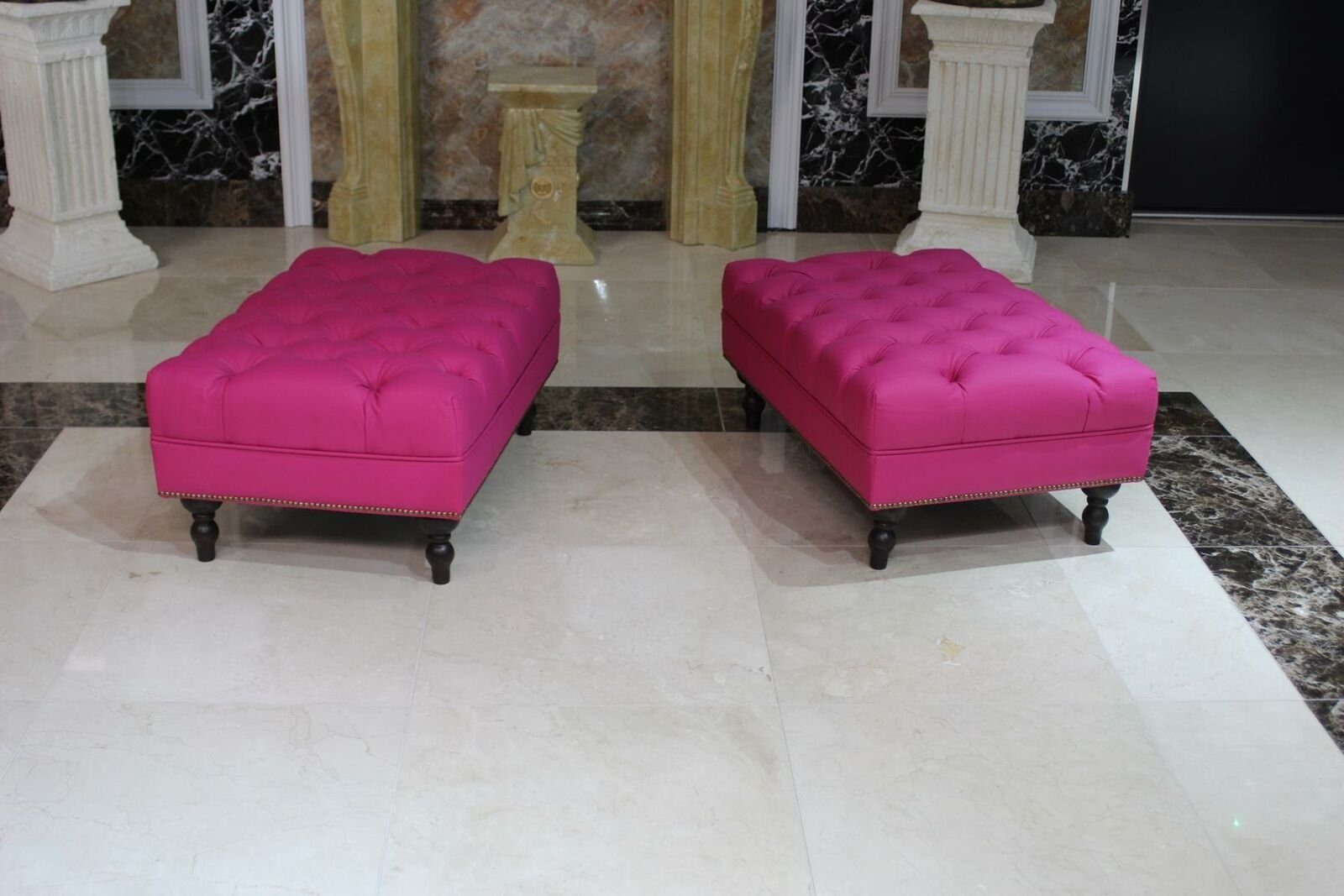 JVmoebel Sitzhocker Stool Pouffe Footstool Luxury Elegant Textile Modern Rosa Soft Sofort (1 St., 1x Hocker)
