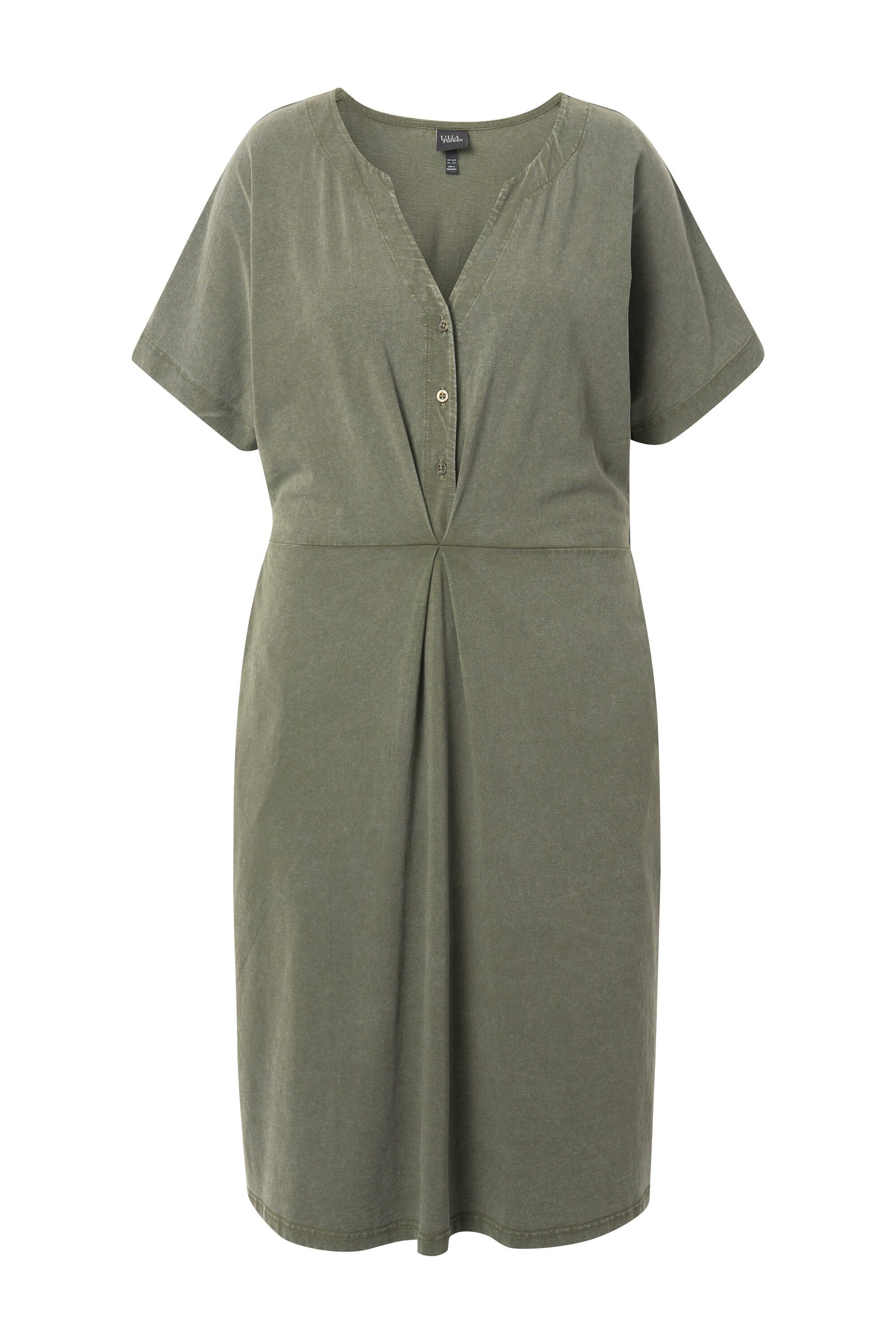 Ulla Popken Jerseykleid Jerseykleid A-Linie Tunika-Ausschnitt günstig online kaufen