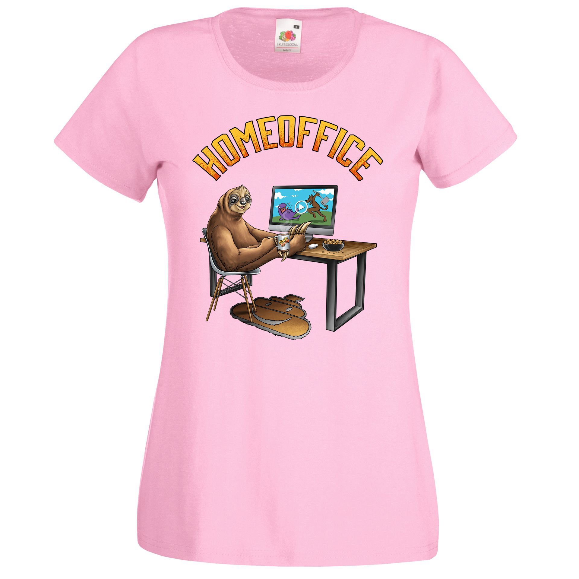 Youth Designz T-Shirt Homeoffice Damen T-Shirt mit lustigem Fun Print Rosa