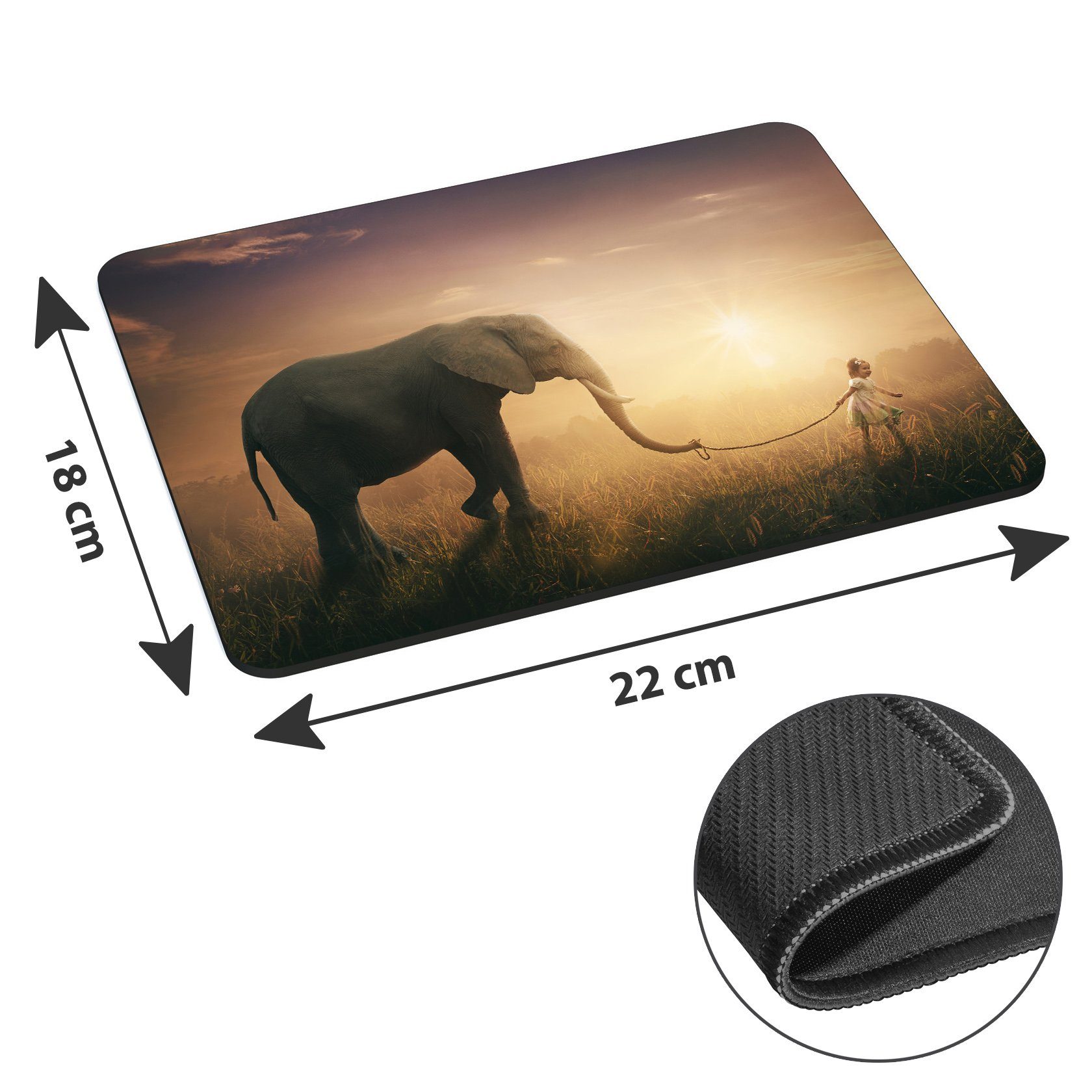 PEDEA Gaming Mauspad 22 cm x 18 cm mit Motiv (Größe L), mit vernähten Rändern und Rutschfester Unterseite – Bild 2 von 4