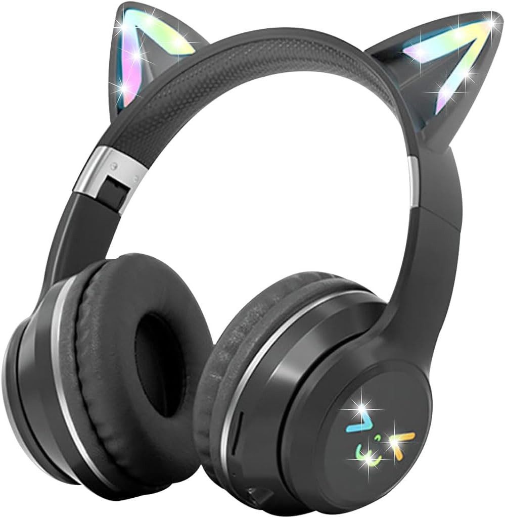 FOSMET Bluetooth Наушники,RGB-LED-Leuchten,Bluetooth 5.1,HiFi Sound,Faltbare Over-Ear-Kopfhörer (60dB Rauschunterdrückung,Einstellbar,Kopfhörer Bluetooth für Reise)
