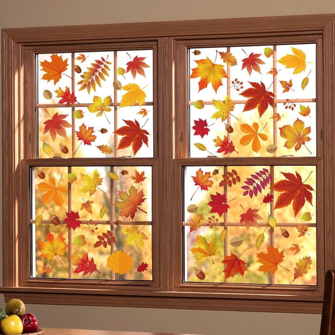 Bomiclss Fensterbild Herbst Fenstersticker 6 Bögen, Thanksgiving Fensterdeko, mit Herbstmotiven, Statische Fensteraufkleber zur Dekoration – Bild 4 von 4