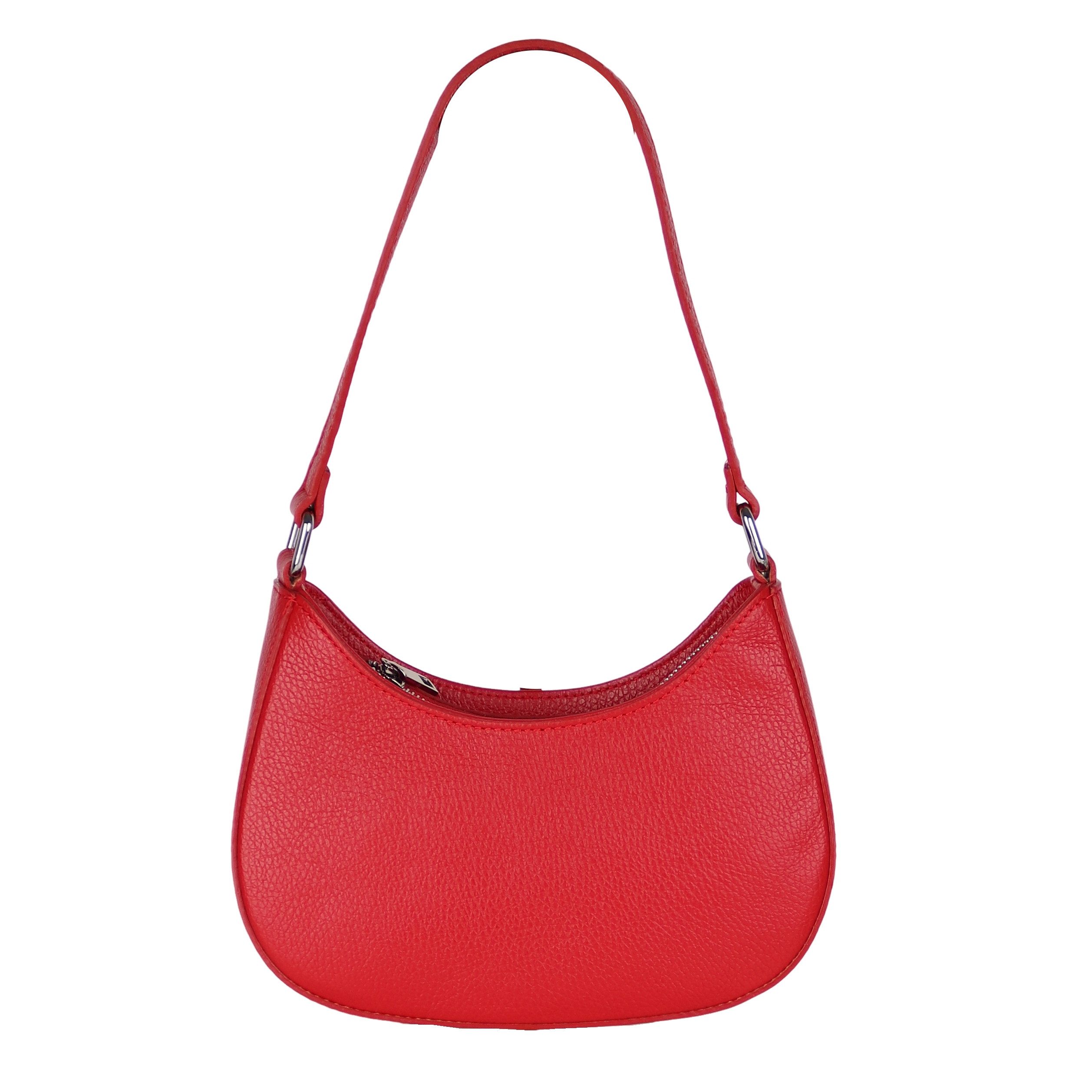 MIRROSI Umhängetasche Damen Schultertasche aus Echtleder, Made in Italy (ca.24x18x8cm), Crossbody aus Echtes Leder, zwei Riemen (kurz und lang)