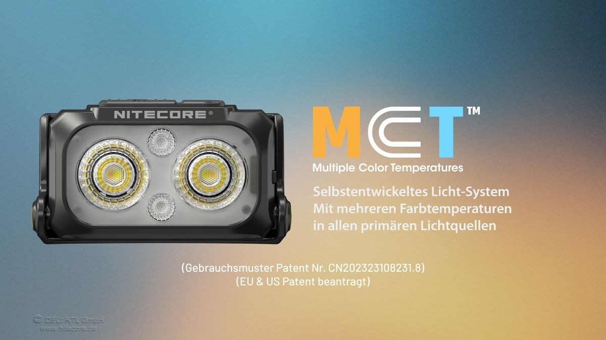 Nitecore LED Stirnlampe NU25 MCT 400 Lumen - Leichte Kopflampe mit 3 Lichtquellen (1-St)