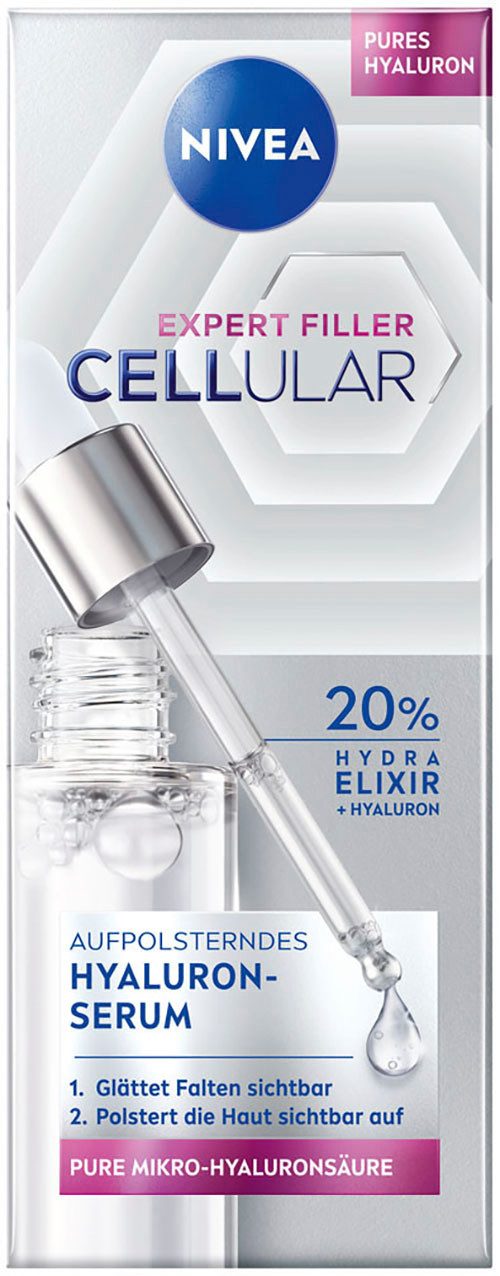Nivea Gesichtsserum CELLULAR EXPERT FILLER HYALURON REPLUMPING SERUM, Glättet Falten, feuchtigkeitsspendend.