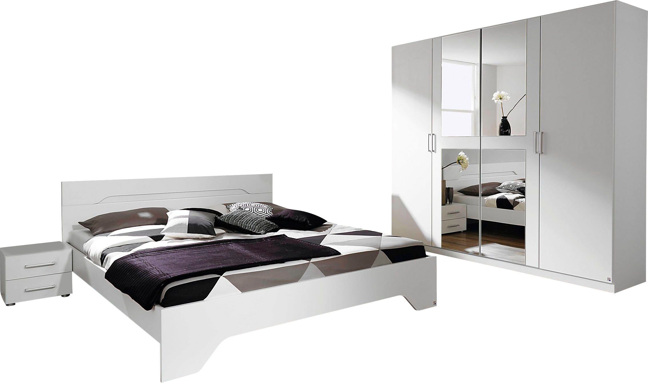rauch Schlafzimmer-Set »Rubi«, (Set, 4-St), mit Schrank, Bett 180x200 cm  und 2 Nachttischen
