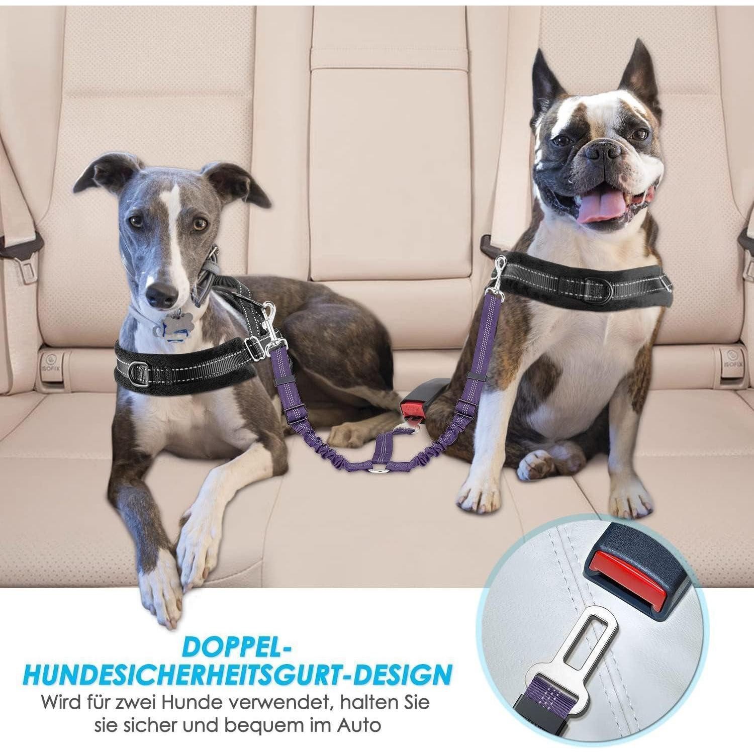 SlowTon Autohundegeschirr Anschnallgurt Hund Auto: 2in1 verhedderungsfrei elastisch