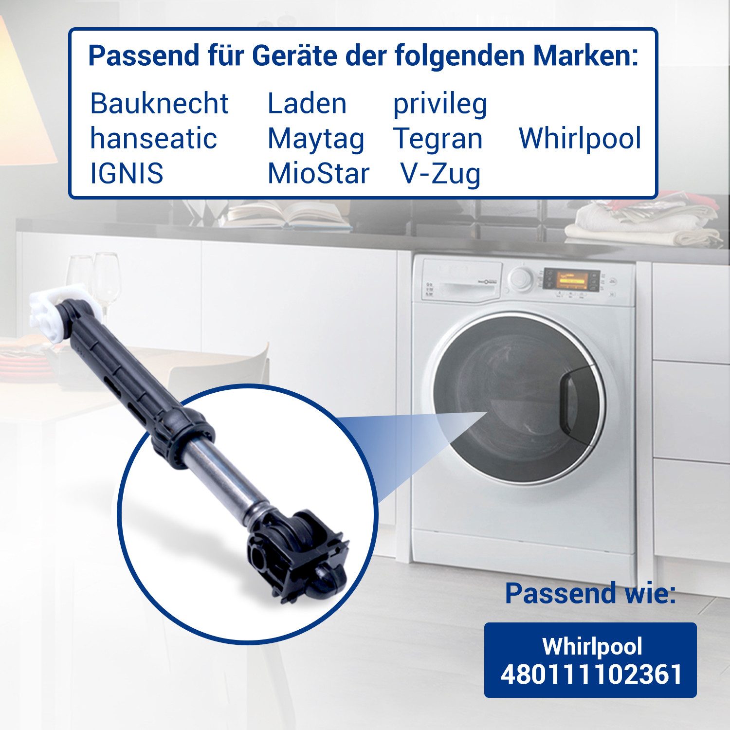 VIOKS Dämpfer Stoßdämpfer Ersatz für Bauknecht 480111102361, für Waschmaschine