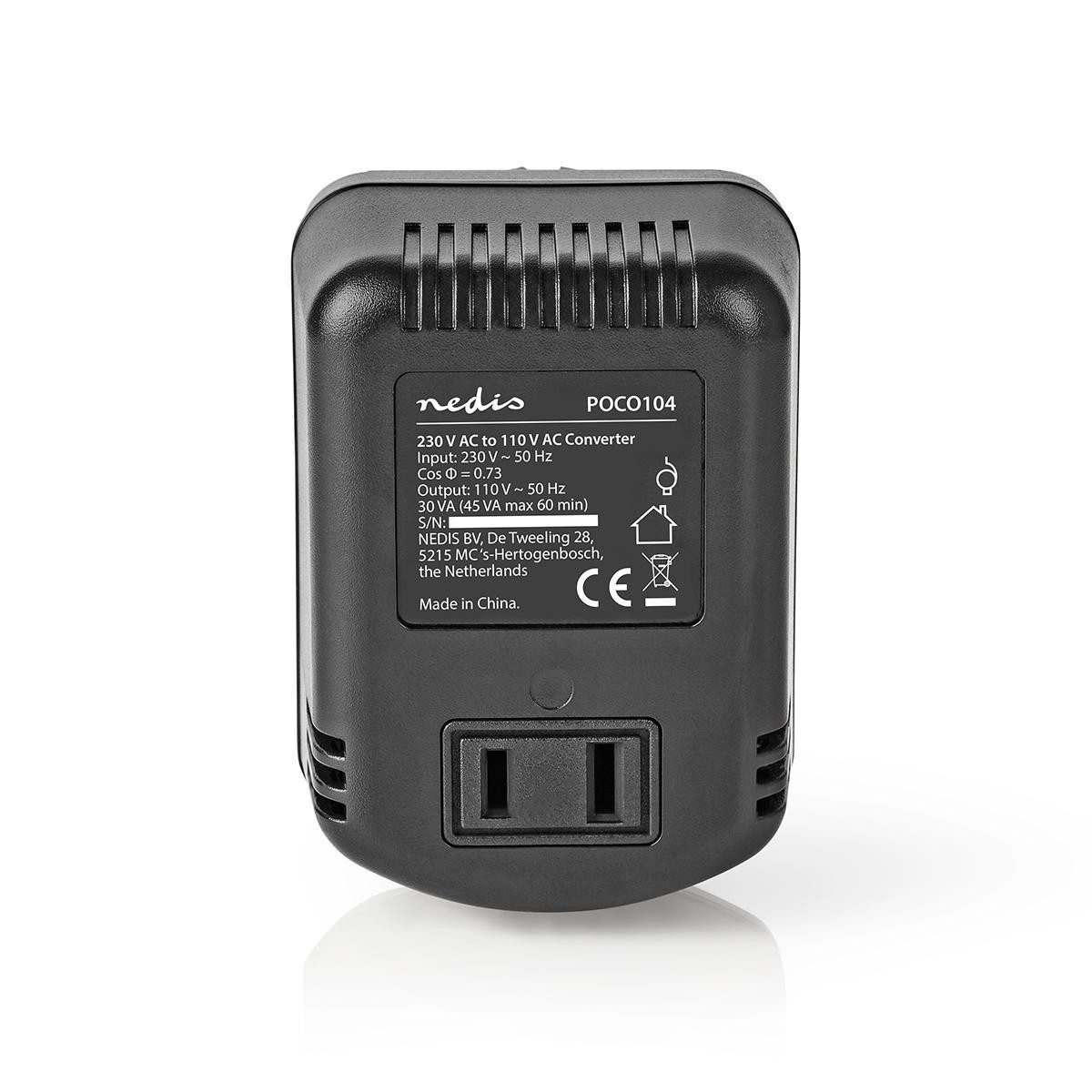 Nedis Spannungswandler POCO104, (1 St), Step down voltage converter, for USA equipment, compact design