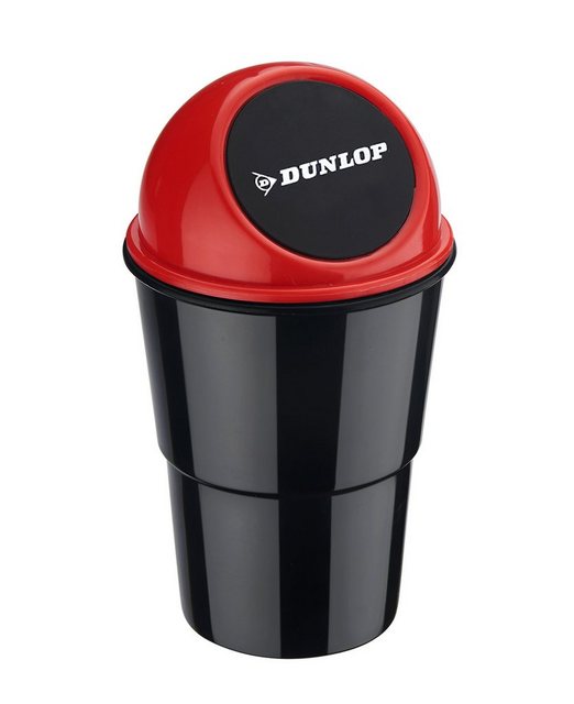 Dunlop Mülleimer “Mini MÜLLEIMER für Auto Push-Deckel DUNLOP Automülleimer PKW KFZ Abfalleimer Tischabfalleimer Mülltonne Getränkehalter 74 (Rot)”