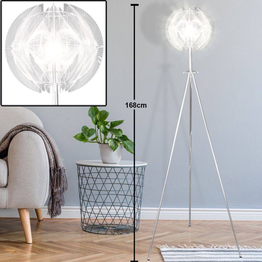 Lampe Geflecht etc-shop Design Zimmer Chrom inklusive, Wohn Stativ Beleuchtung Leuchtmittel Stand Stehlampe, Steh nicht