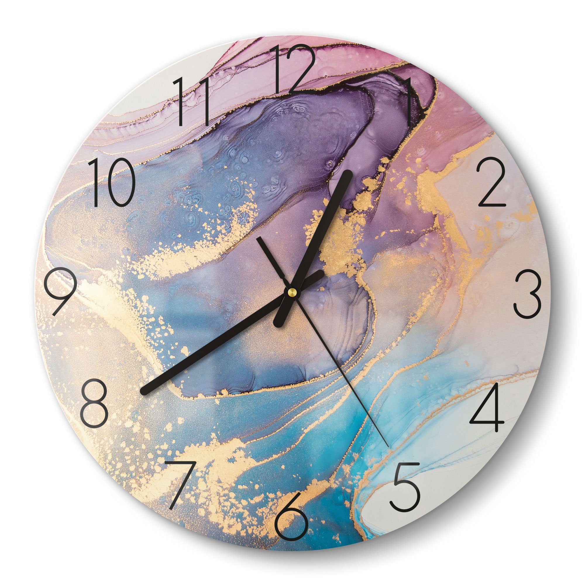 DEQORI Wanduhr 'Marmorgrafik in Pastell' (Glas Glasuhr modern Wand Uhr Design Küchenuhr)