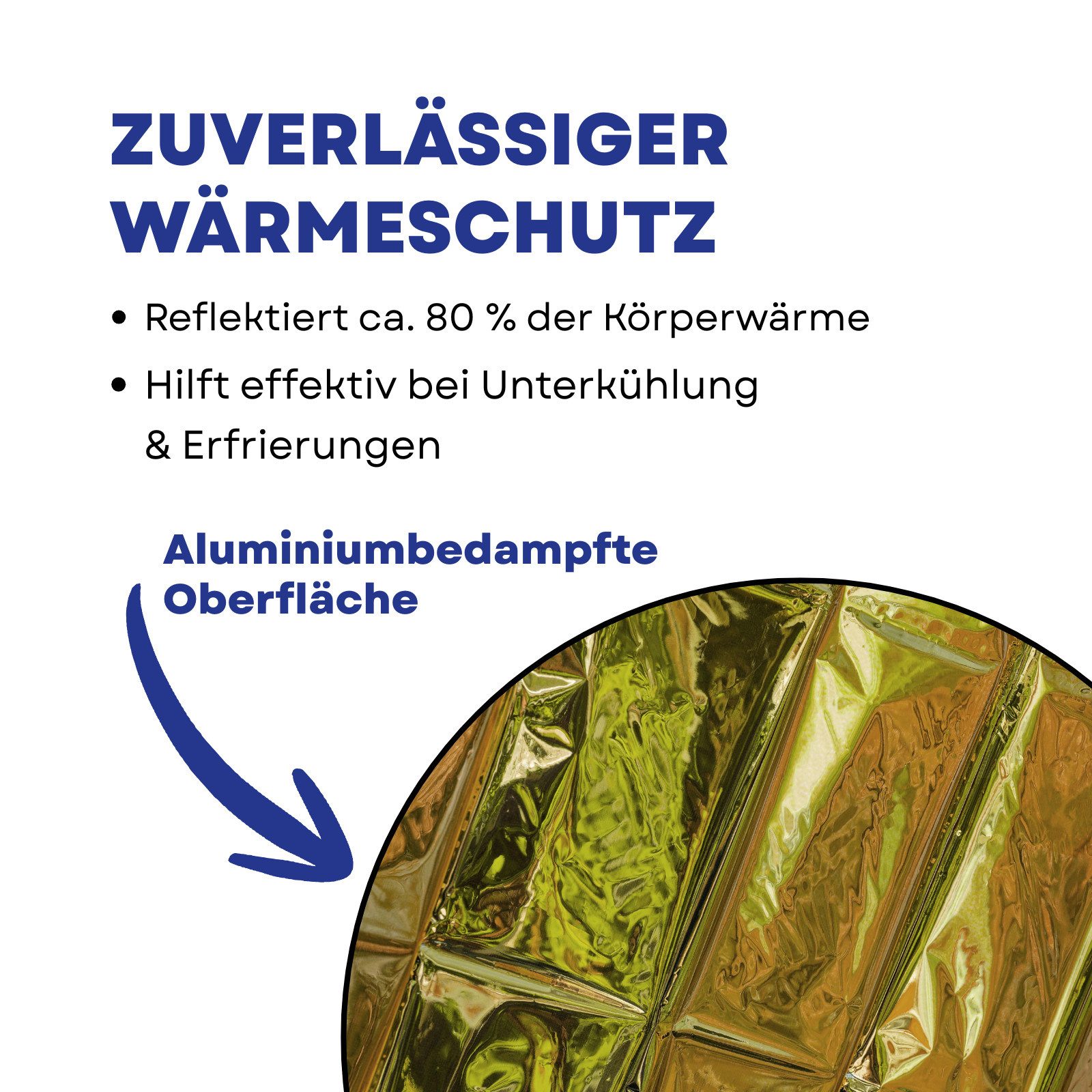 FIRST AID ONLY® Erste-Hilfe-Set Rettungsdecke (10er-Pack), Wärmedecke Gold/Silber (160cm x 210cm), (Vorteilspack), Alubedampfte Polyesterfolie reflektiert 80% der Körperwärme