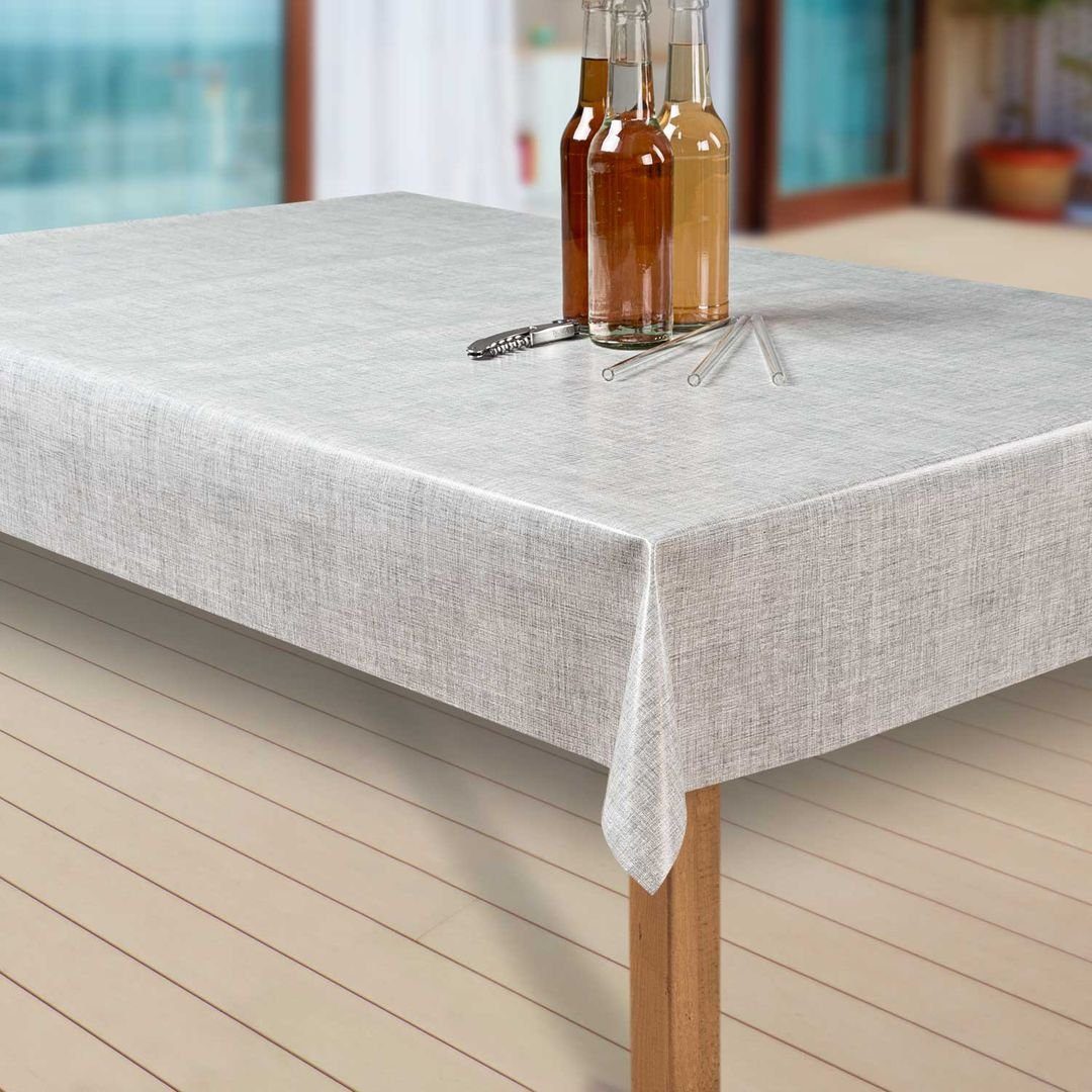 laro Tischdecke Wachstuch-Tischdecken Abwaschbar Leinenoptik. hellgrau rech günstig online kaufen