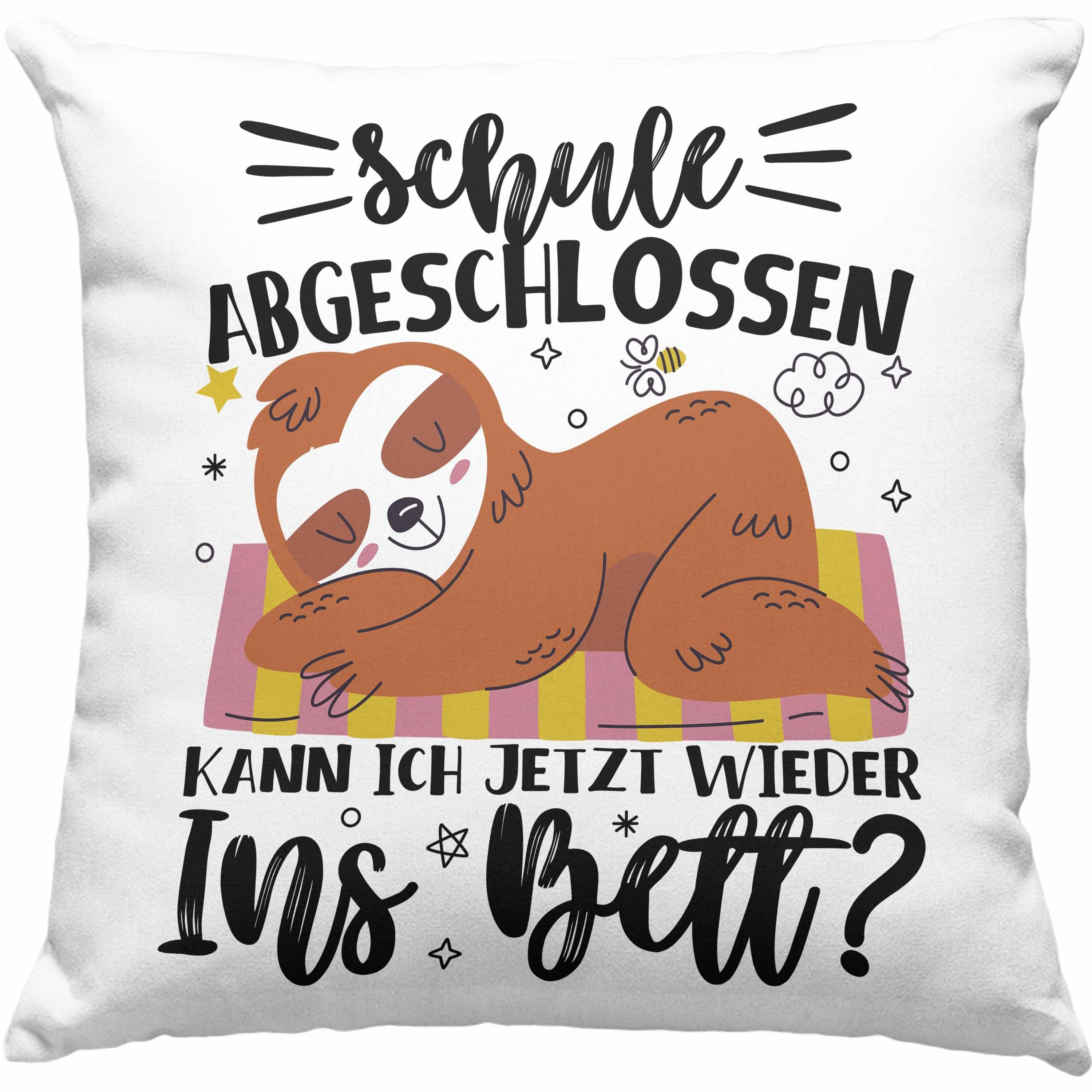 Trendation Dekokissen Trendation - Abi Kissen Geschenk Schule Abgeschlossen Kann Ich Jetzt Wieder Ins Bett Faultier Abitur Abschluss Geschenk Dekokissen mit Füllung 40x40 Grau