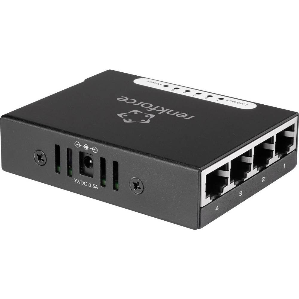 Renkforce 5 Port Metall-Switch mini mit Netzwerk-Switch (USB-Stromversorgung) 10/100