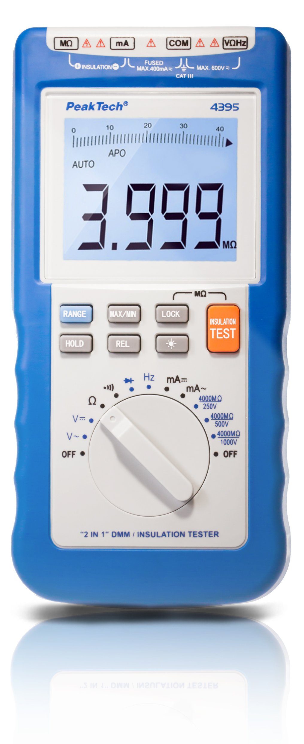 Multimeter PeakTech P 4395: Isolationsmessgerät ~ 4.000 Counts ~ 250/500/1000 V