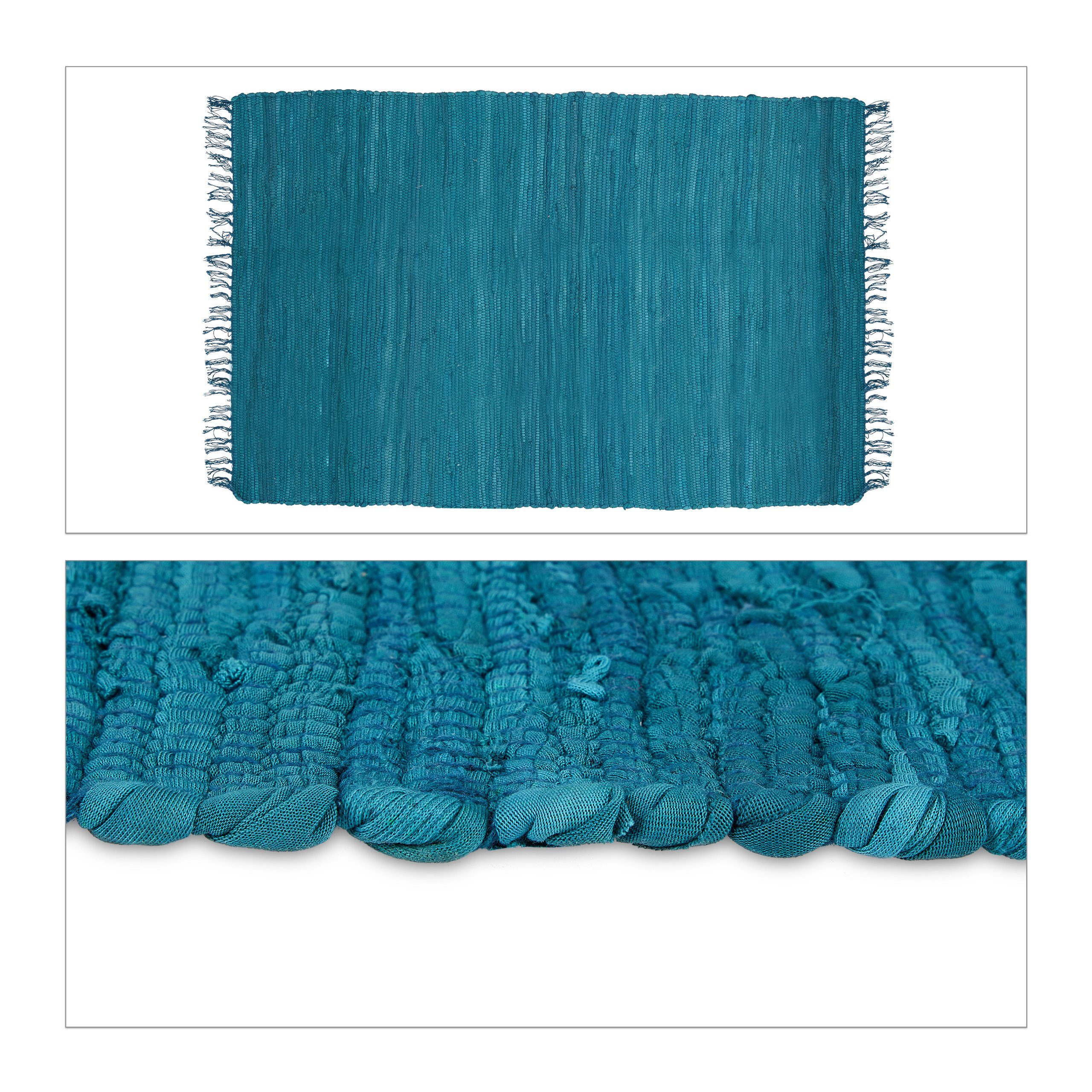 120x180cm Blauer aus relaxdays, 10 Teppich Baumwolle, Flickenteppich Höhe: mm,