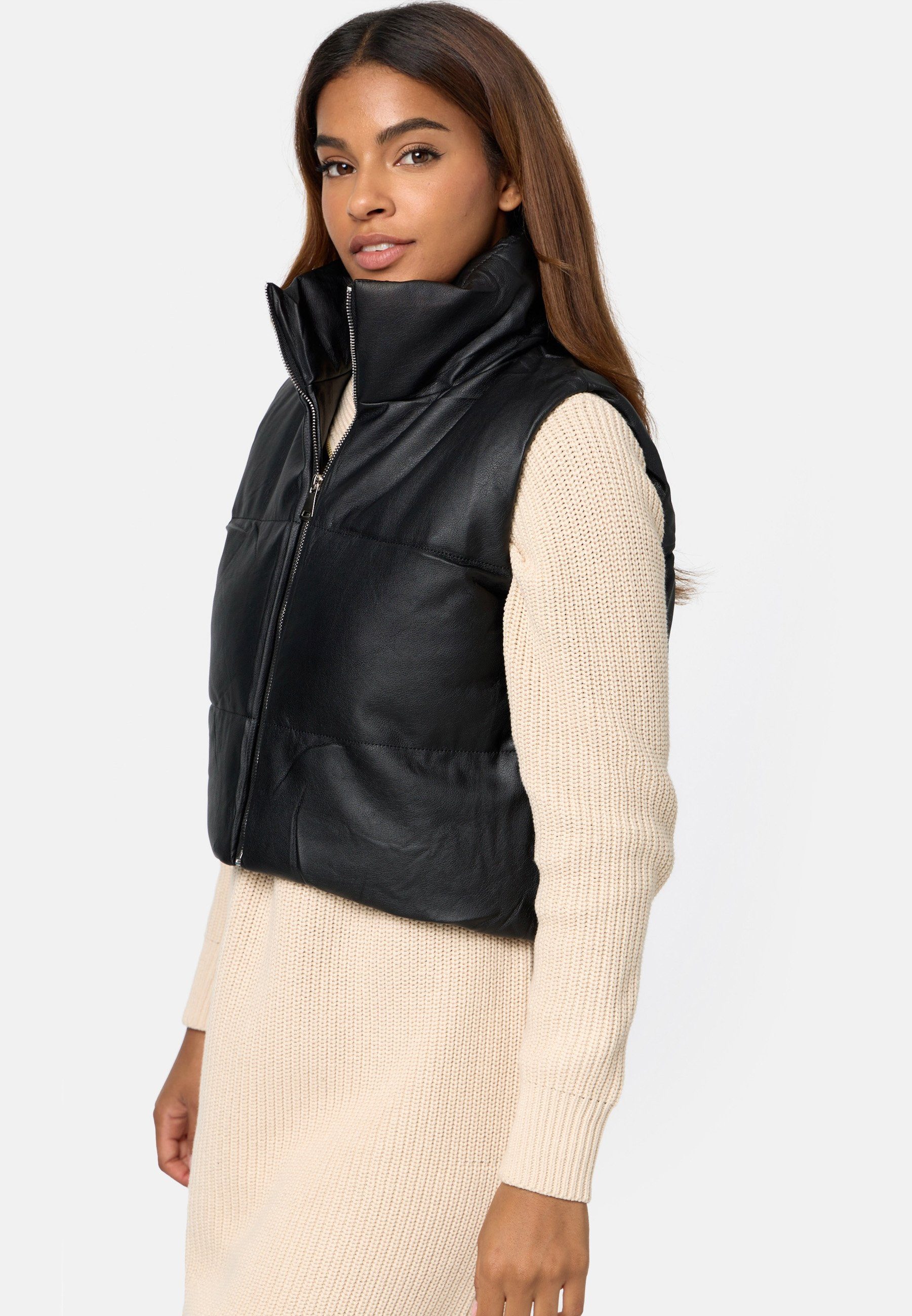 Worldclassca Lederimitatweste Worldclassca Damen Kurze Steppweste aus Kunst günstig online kaufen