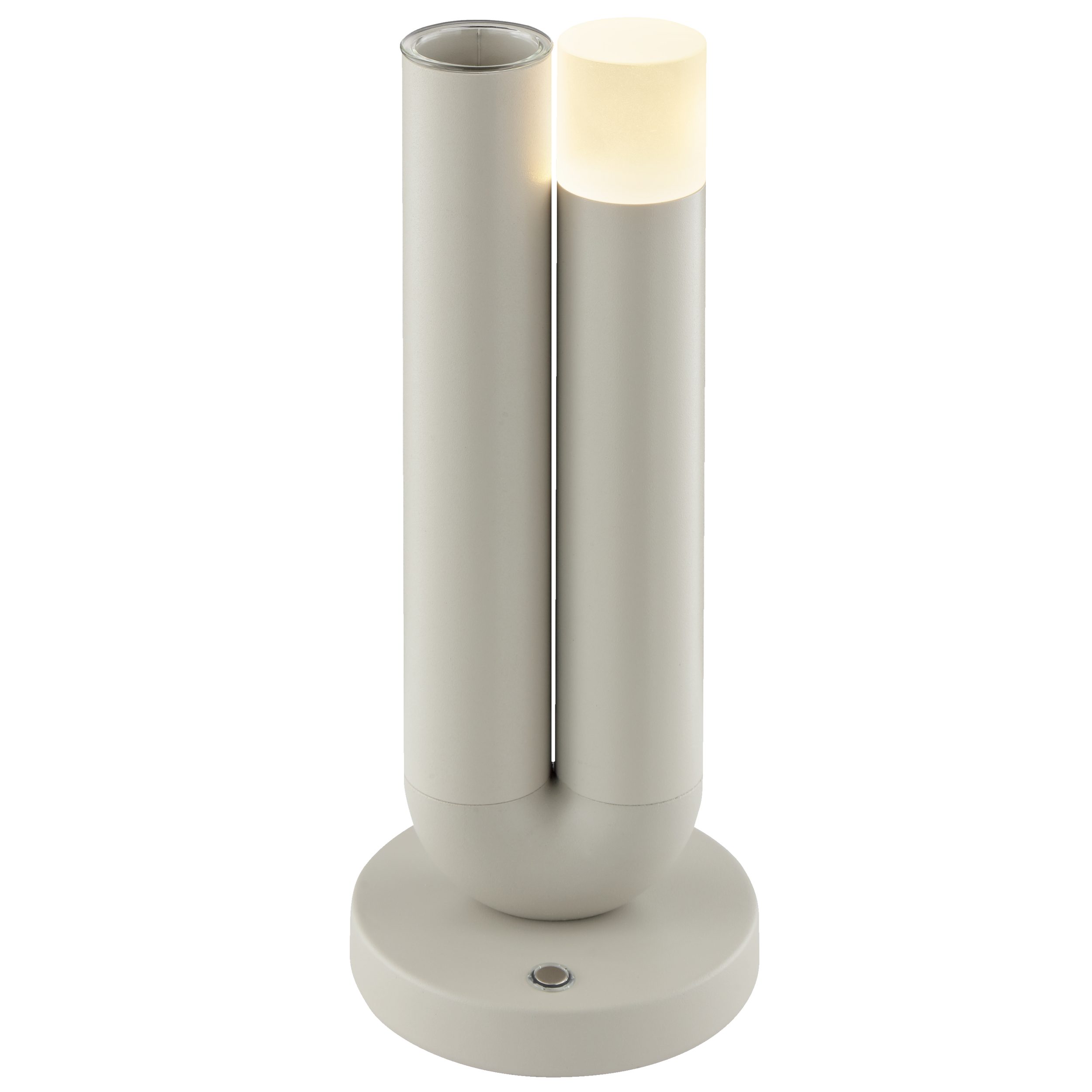 Lightbox Tischleuchte, LED fest integriert, Warmweiß, LED Akku-Tischlampe mit Vase, 27 cm, Wireless Charging, beige