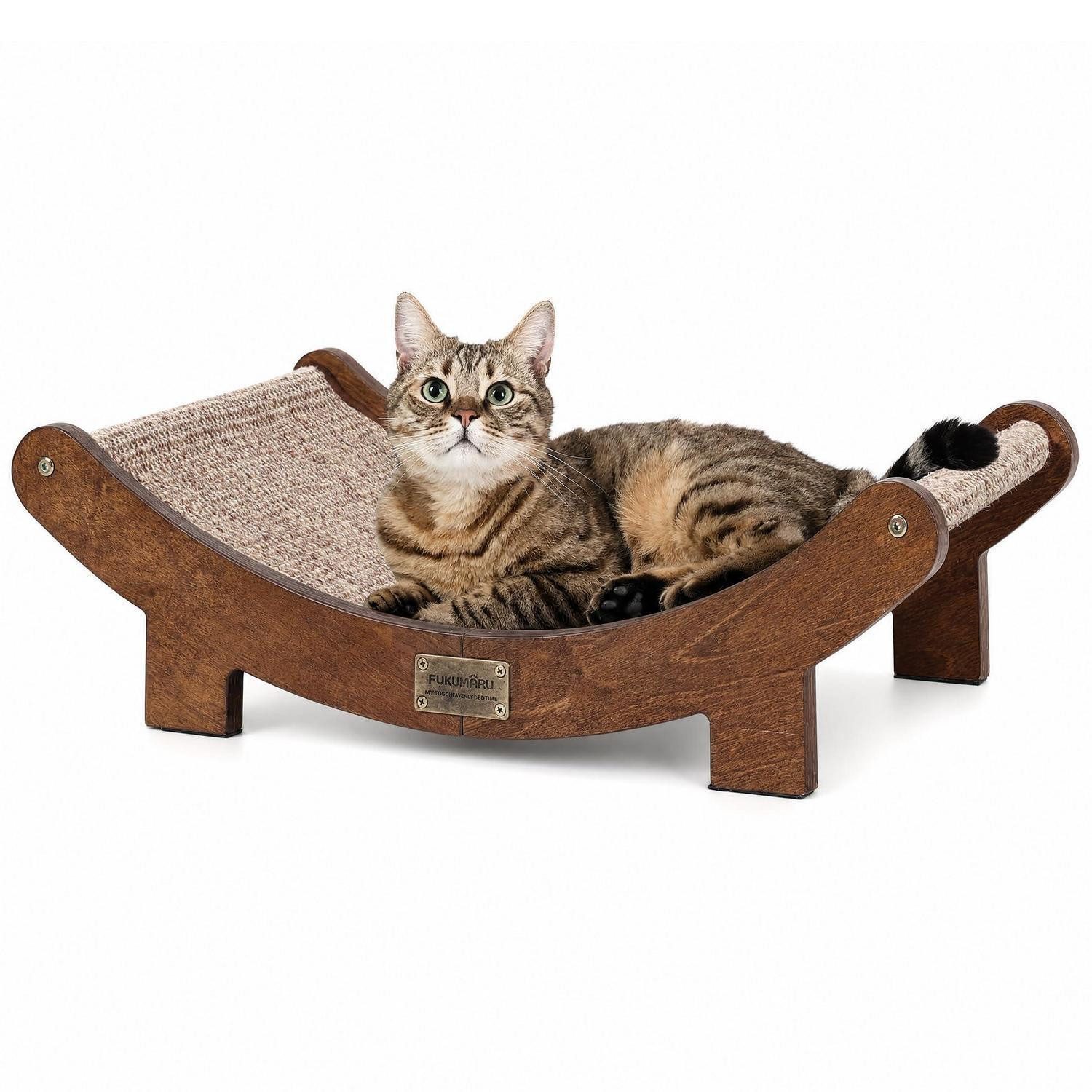 LuxusKollektion Kratzbrett Kratzbaum-Bett Sisal 70cm Walnuss Holz L-Größe