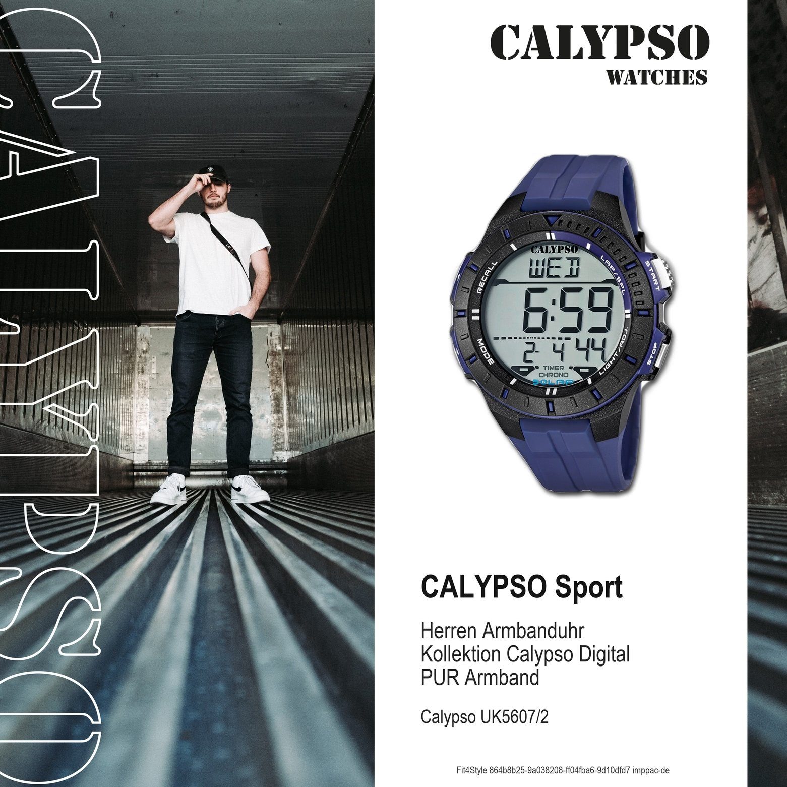 PURarmband K5607/2, Sport Digitaluhr Sport Herren WATCHES Calypso Armbanduhr blau, rund, Uhr CALYPSO Herren