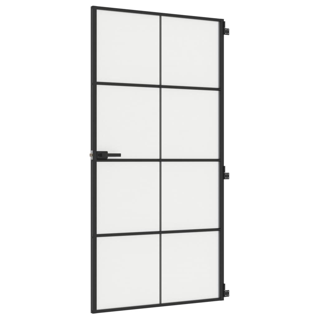 vidaXL Zimmertür 1025 x 2015 cm Zimmertür Glastür Innentür Schlank Schwarz 102,5x201,5