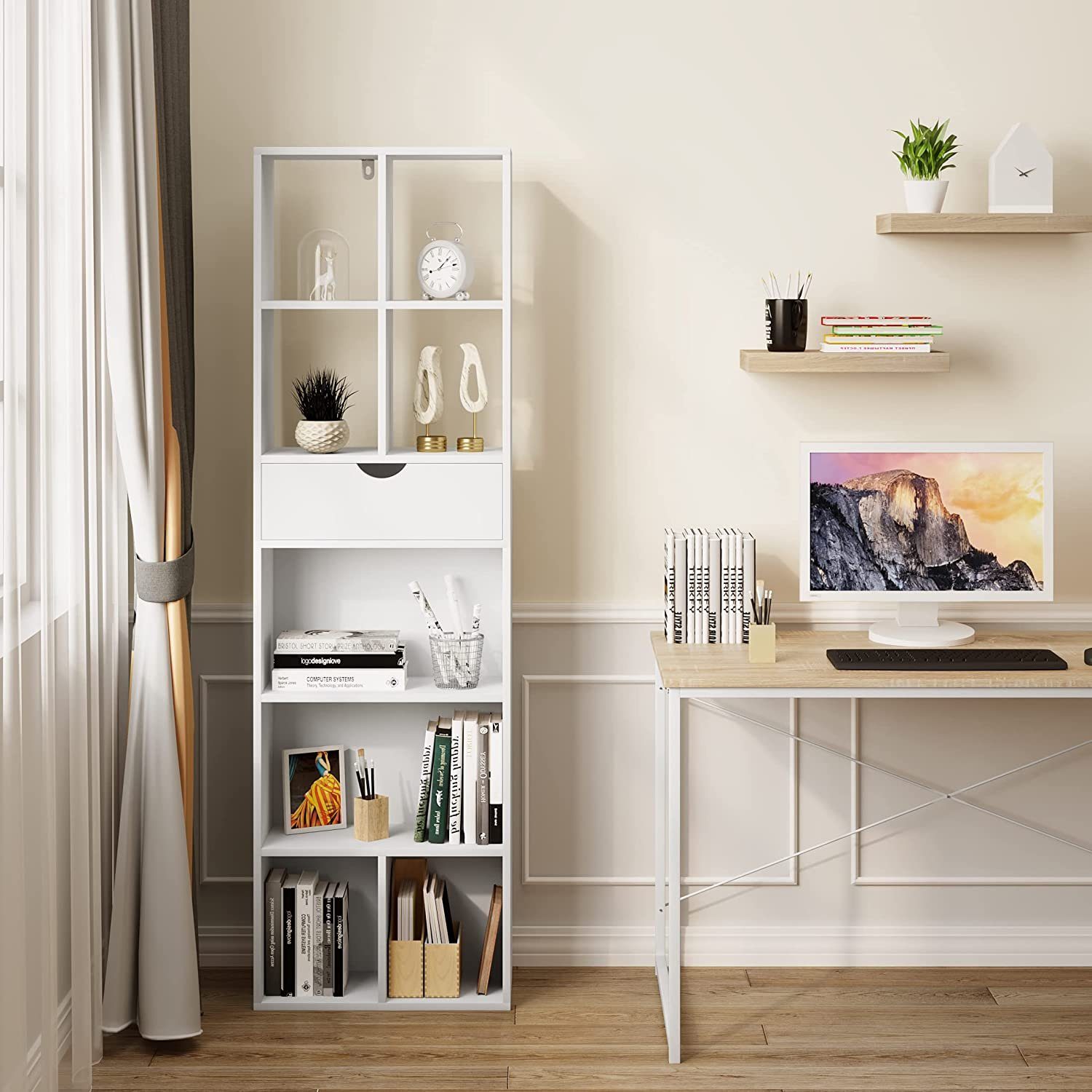 EUGAD Bücherregal, 1-tlg., Standregal mit Schublade, günstig online kaufen