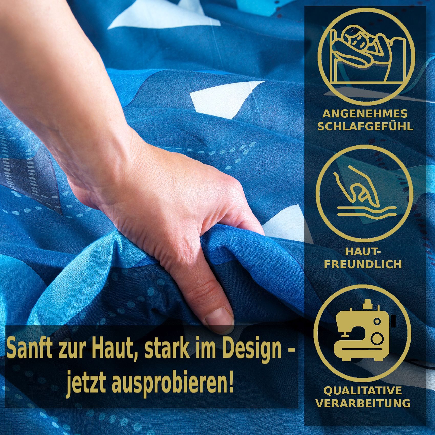 Malika Bettwäsche 135x200 + 80x80 cm atmungsaktiver Baummwoll Renforce Bettbezug, Renforce Baumwolle, 2 teilig, Für Allergiker geeignet, pflegeleicht, angenehm weicher Stoff