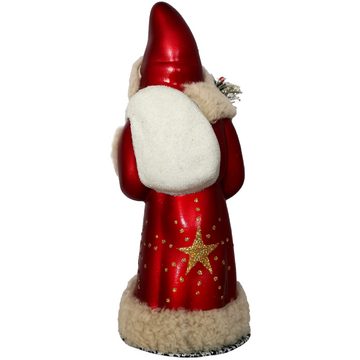 Weihnachtsmann Santa burgund 26cm Pappmache (1 St), Gansfeder-Rute