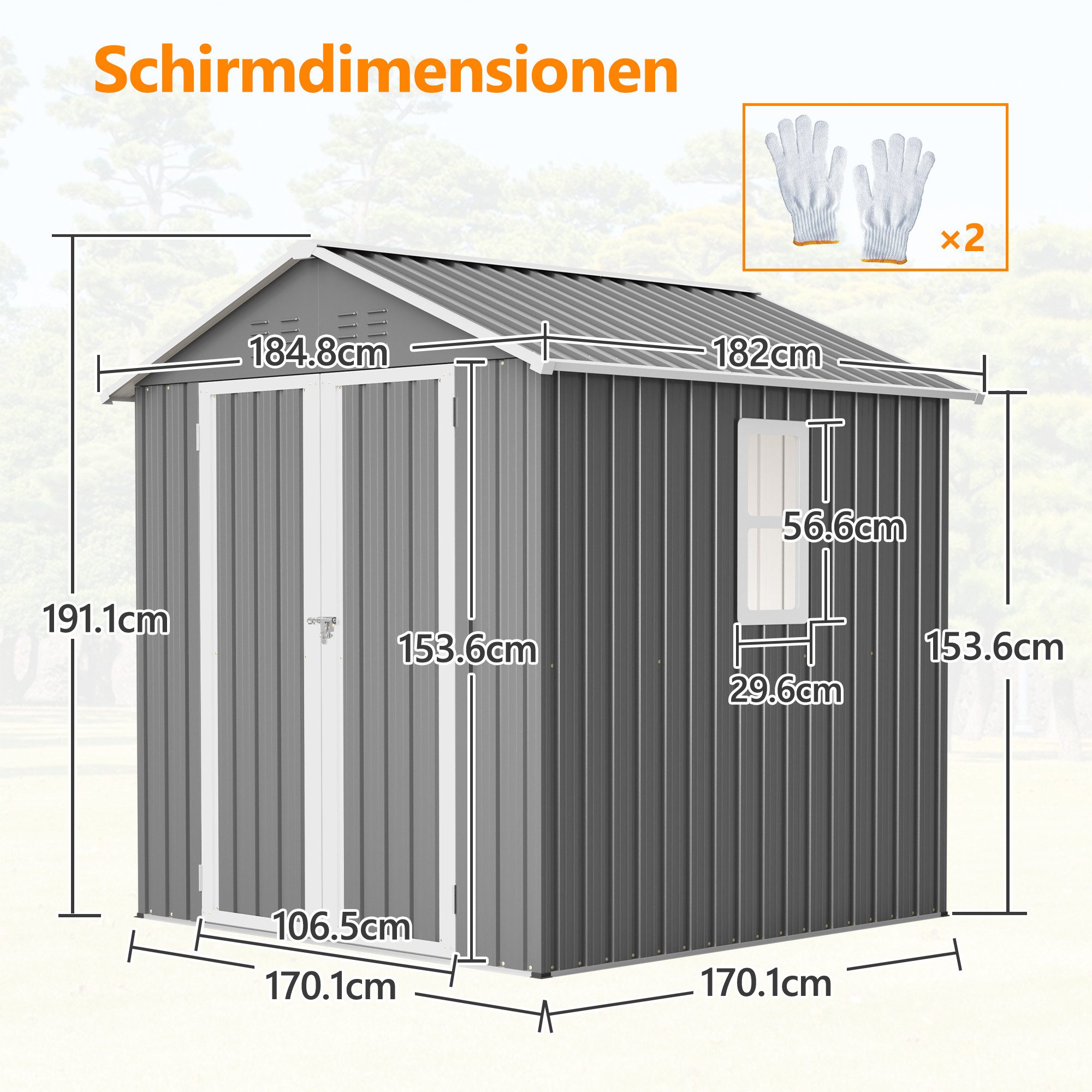GIHAUVIA Gerätehaus Gerätehaus Profi Gerätehaus wetterfest Geräteschuppen Metallfundament.