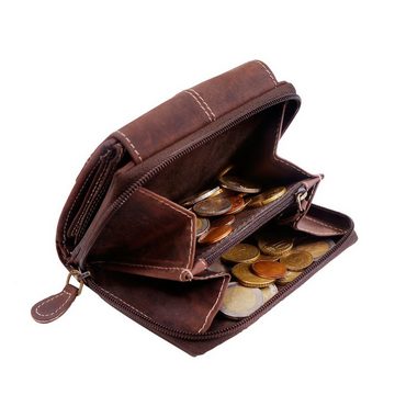 SHG Geldbörse ⌂ Damen Lederbörse Portemonnaie Frauen Geldbeutel Leder rot, Münzfach, Kreditkartenfächer, Reißverschluss, RFID Schutz