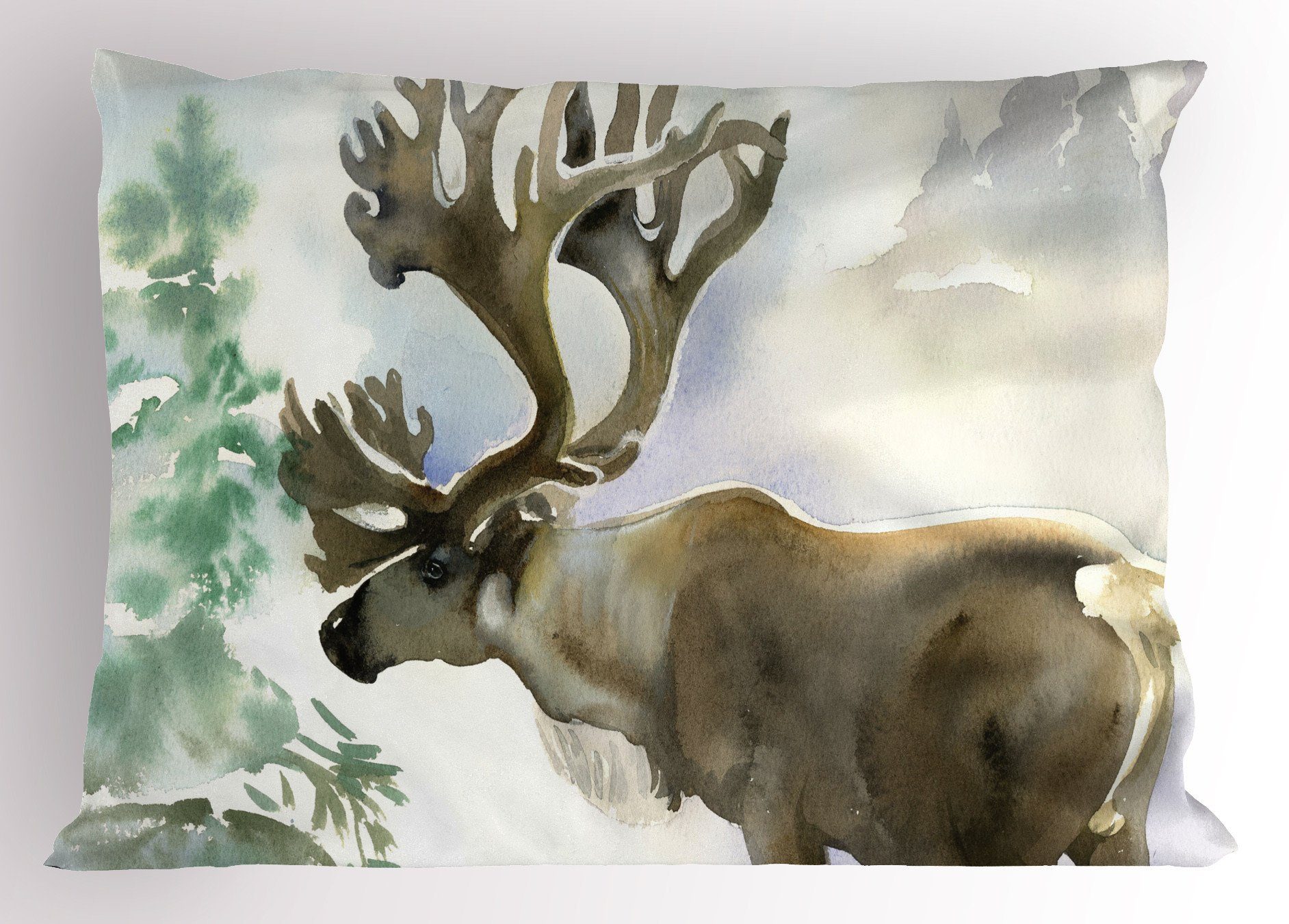 Stück), Winter Hirsch Kissenbezug, Kissenbezüge King Forest Gedruckter Abakuhaus Standard (1 Dekorativer Stil Size Farbe