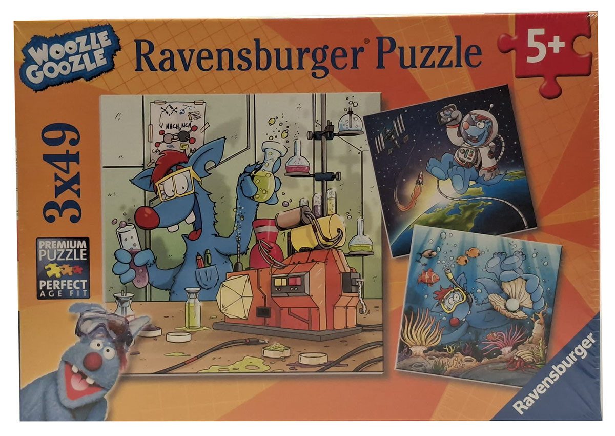 Ravensburger Puzzle Ravensburger Woozle Goozle Weltall, Labor, Unterwasser, Puzzle-Set, 147 Puzzleteile