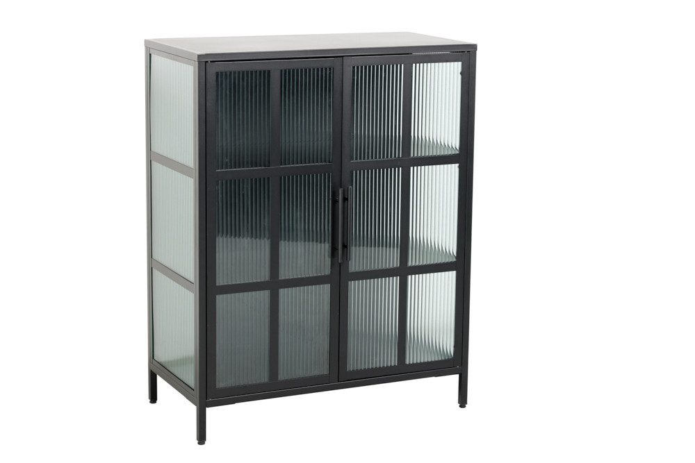 riess-ambiente Vitrine DURA STEEL 80cm schwarz - Metall, Riffelglas, 3 Fächer (Einzelartikel, 1-St) Industrial Design & Glastüren – ideal für Geschirr & Deko im Esszimmer