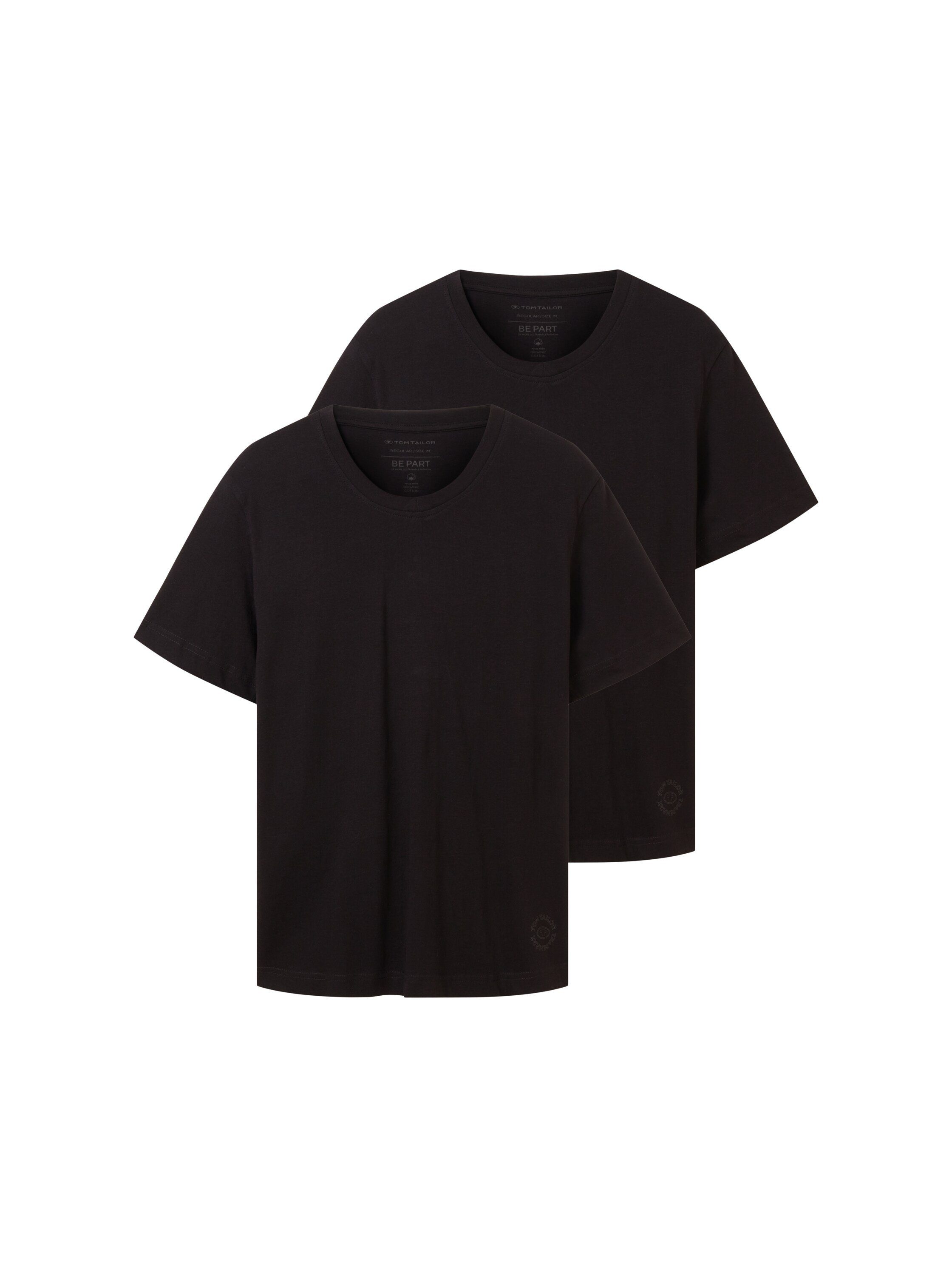 TOM TAILOR T-Shirt mit V-Ausschnitt black